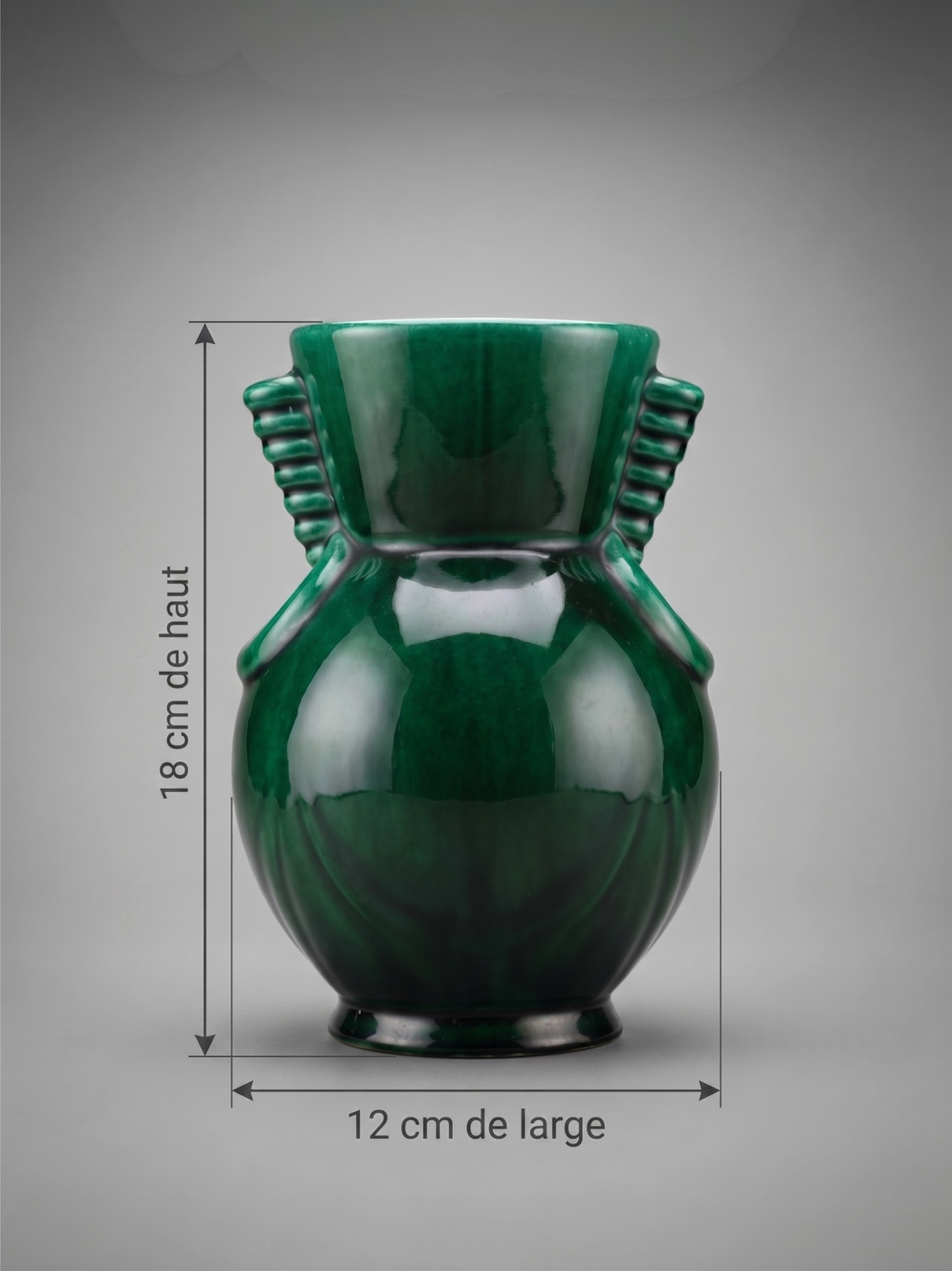 Vase Art Déco Saint-Clément 4159 signé Blanche Letalle – Céramique émaillée vert malachite 18 cm