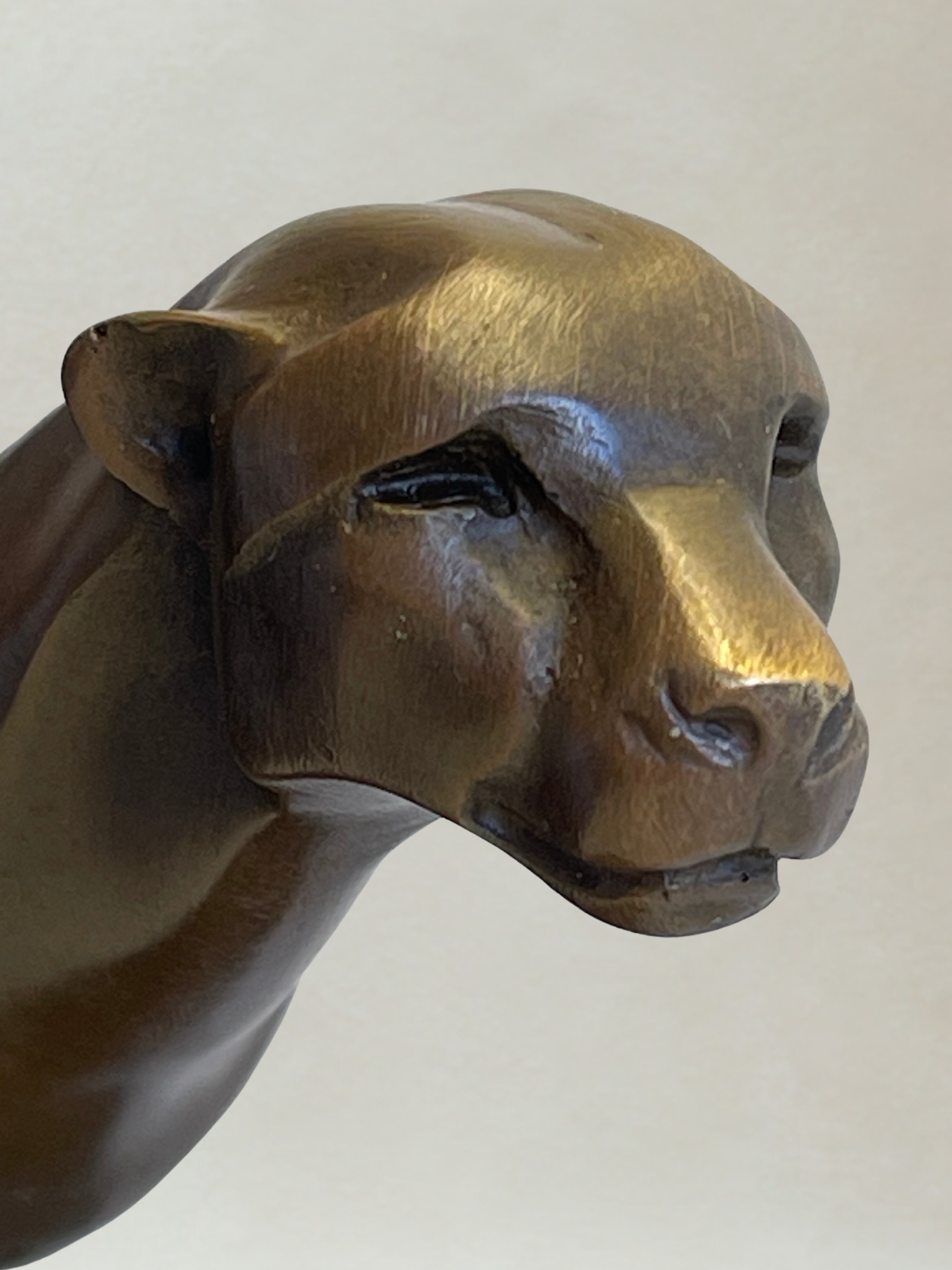 Art Deco Sculpture – Running Panther - Patinated Bronze – 19cm