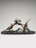 Marcel GUILLEMARD (1886–1932) / Atelier Primavera — Couple de mésanges huppées, importante sculpture Art Déco (77 cm)