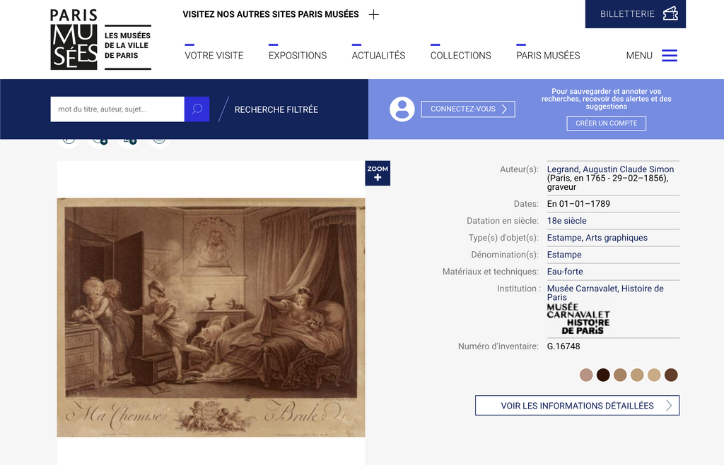 Ma Chemise Brûle ! — Rareté libertine de 1789 : gravure originale en couleurs d’Augustin Le Grand d’après Fragonard
