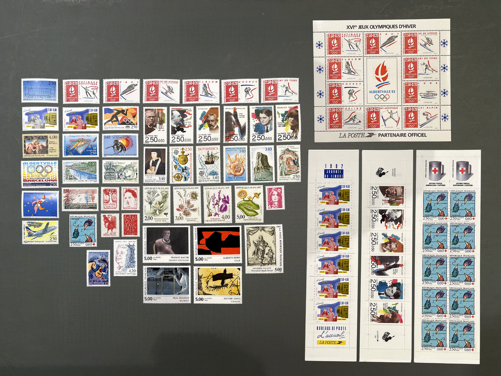 Timbre France Collection - Année 1992 complète - NEUFS** sans charnière - MNH + Bloc + Carnets