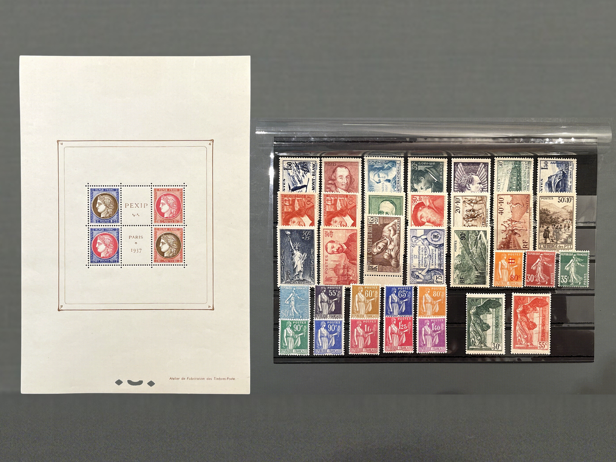 Timbre France Collection - Année 1937 complète inclus Bloc 3 PEXIP - NEUFS** sans charnière - MNH