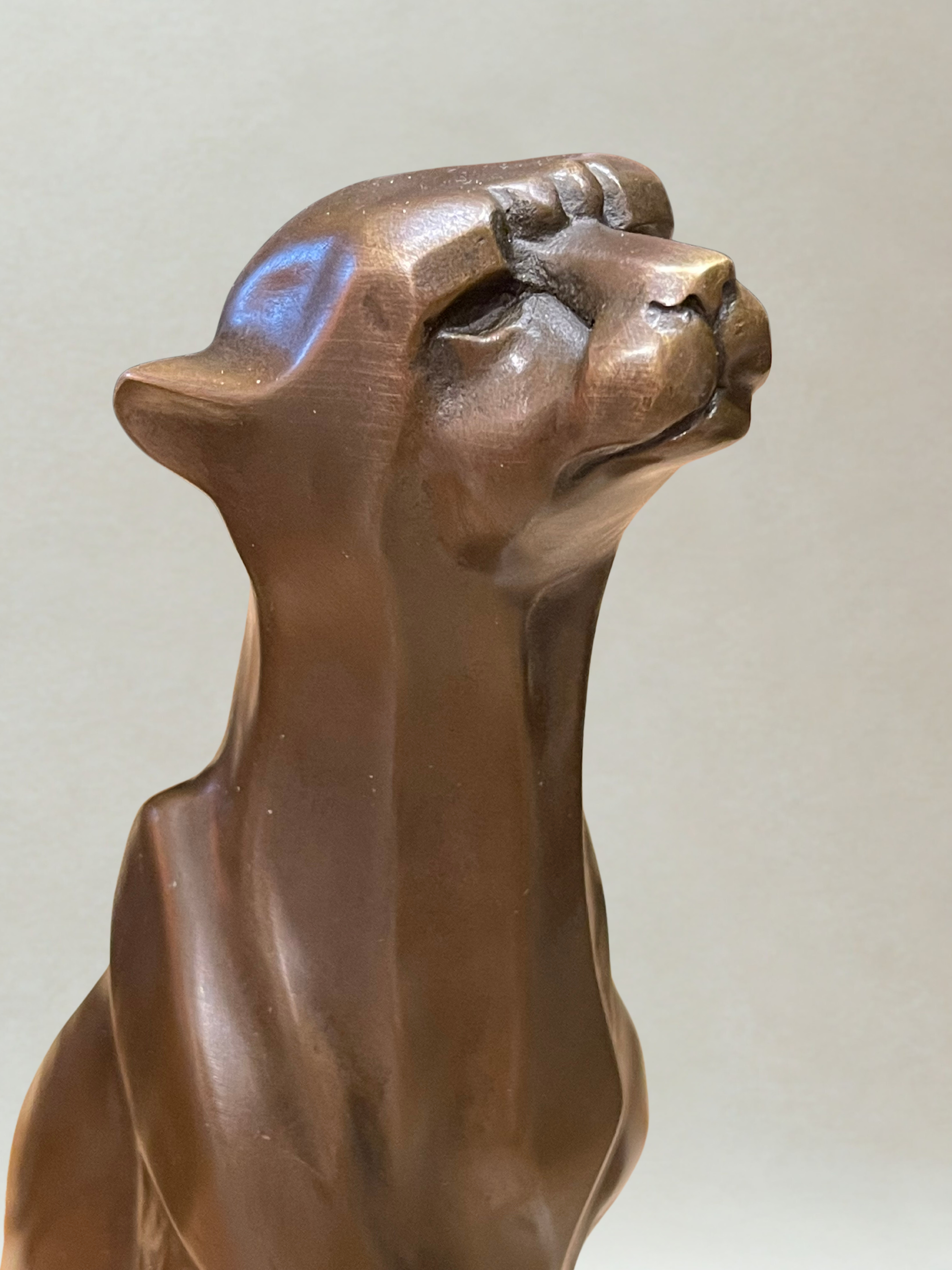 Art-déco-Panther aus Bronze – Signiert De Coux – 30cm – 4kg – Marmorsockel