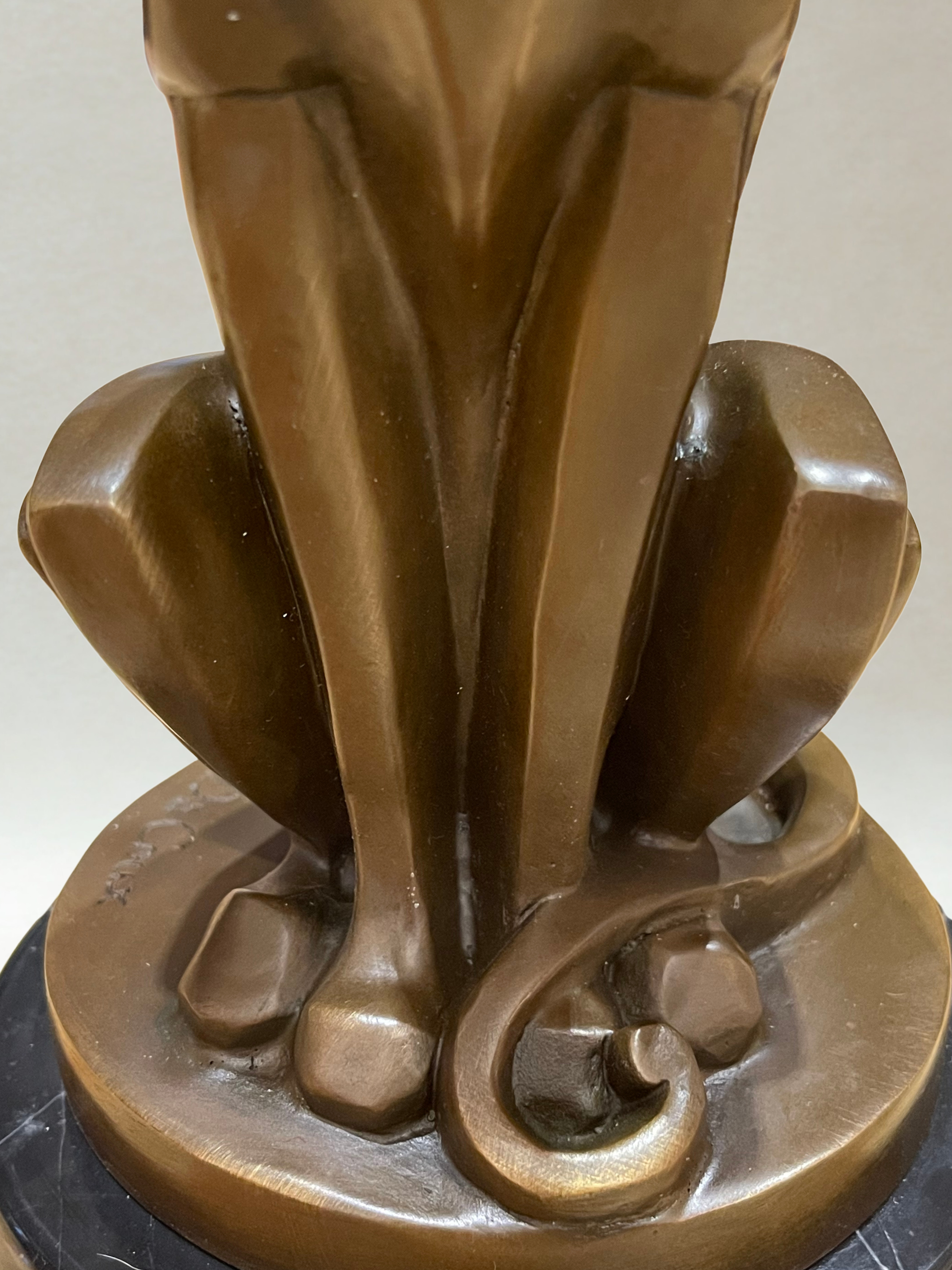 Art-déco-Panther aus Bronze – Signiert De Coux – 30cm – 4kg – Marmorsockel