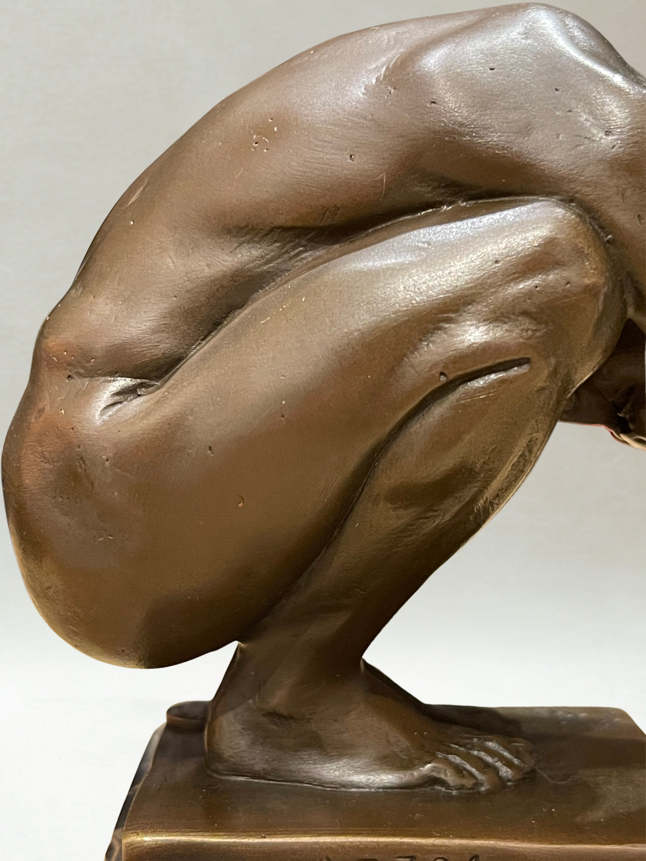 Art Deco Male Nude Bronze – Signed Milo – Guaranteed Paris Bronze – Marble base