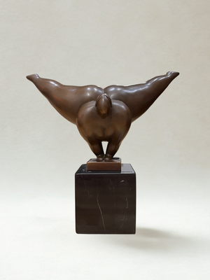 Bronze-Art-déco-Skulptur – stilisierte Frauenfigur im Gleichgewicht – signiert – 22 cm