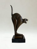 Art-Déco-Bronze-Panther – signiert C. V. D. Hoef – 26 cm