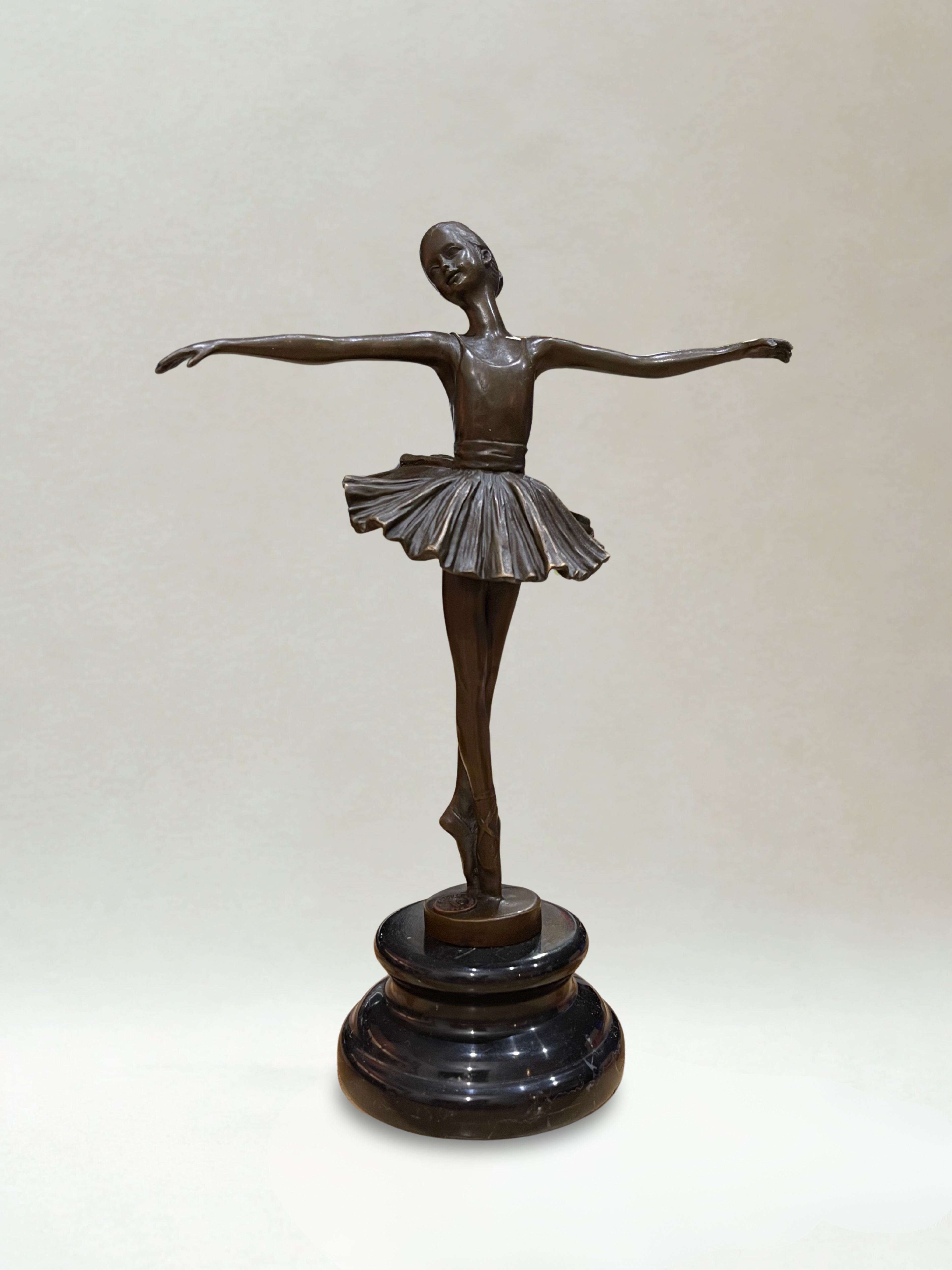 Art Deco Bronze Sculpture - Ballerina Dancer - Signed Milo - Bronze seal - 30cm