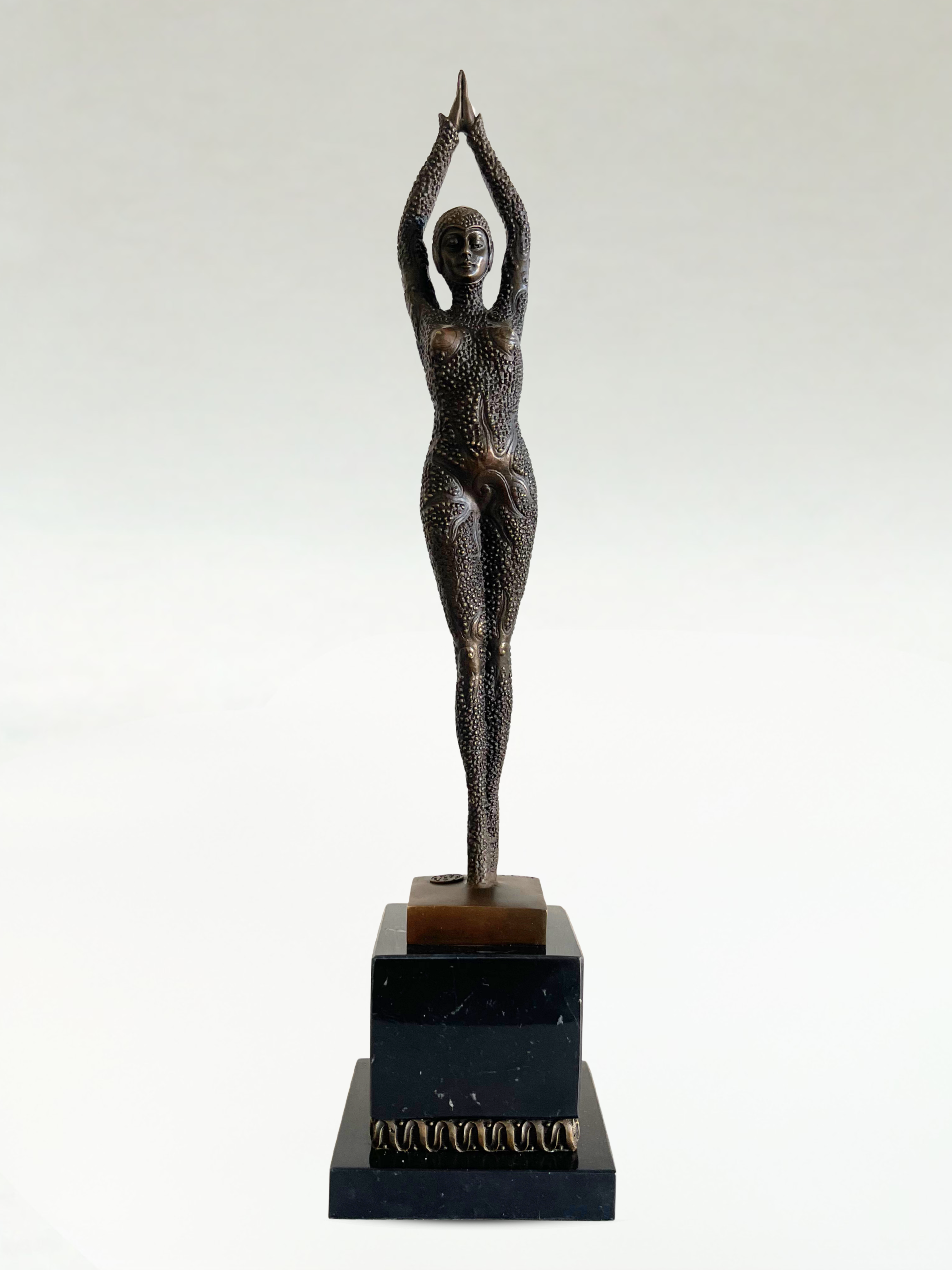 Art Deco style bronze sculpture – Dancer – signed D. H. Chiparus – 47 cm