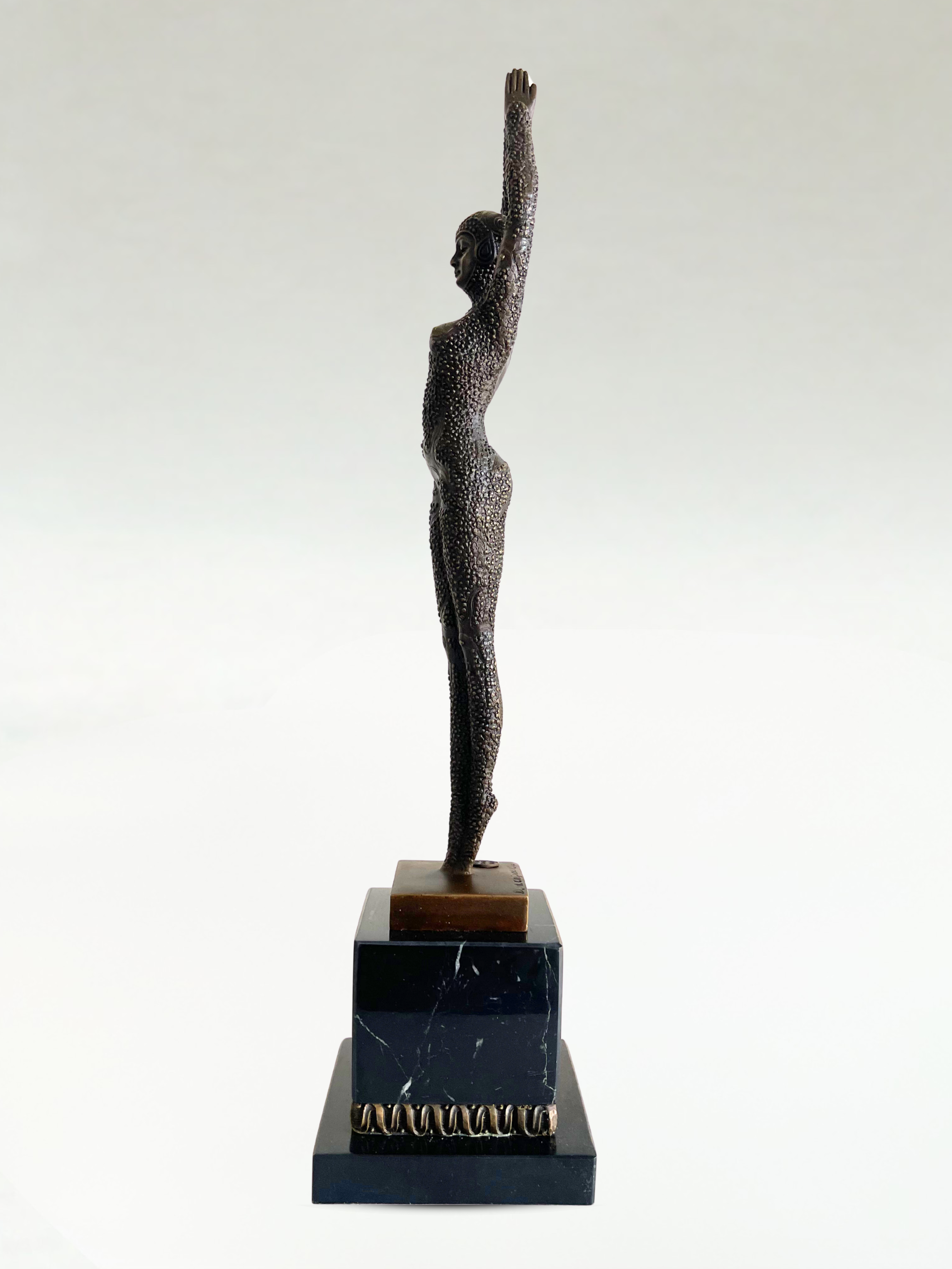 Art Deco style bronze sculpture – Dancer – signed D. H. Chiparus – 47 cm