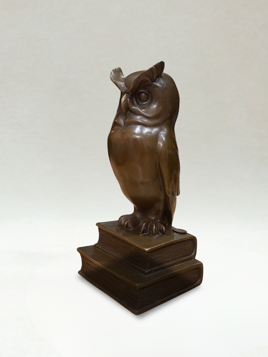 Art Deco Bronze Owl – Signed C. Potter – Bronze Garanti Paris – Book base