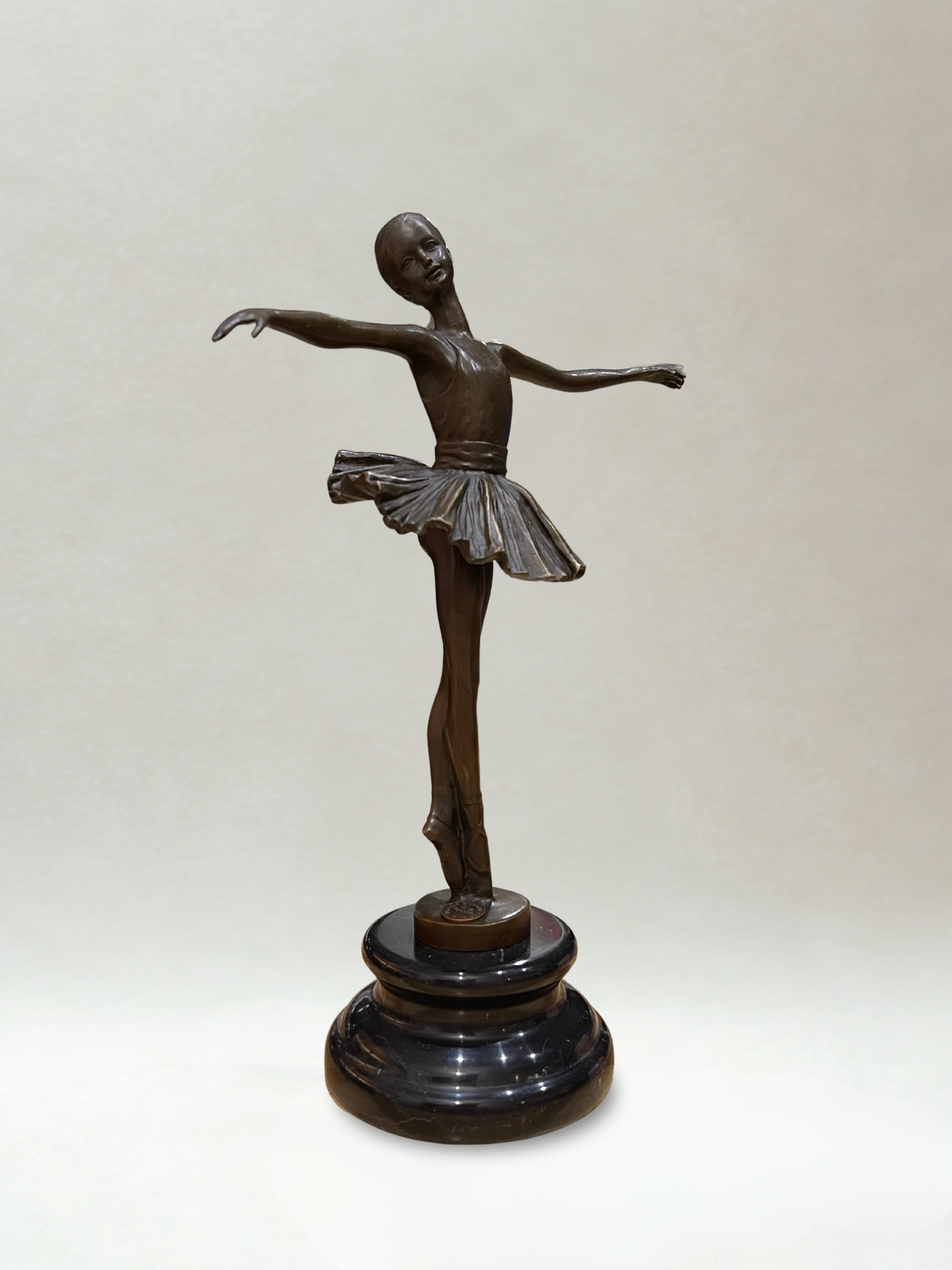 Art Deco Bronze Sculpture - Ballerina Dancer - Signed Milo - Bronze seal - 30cm