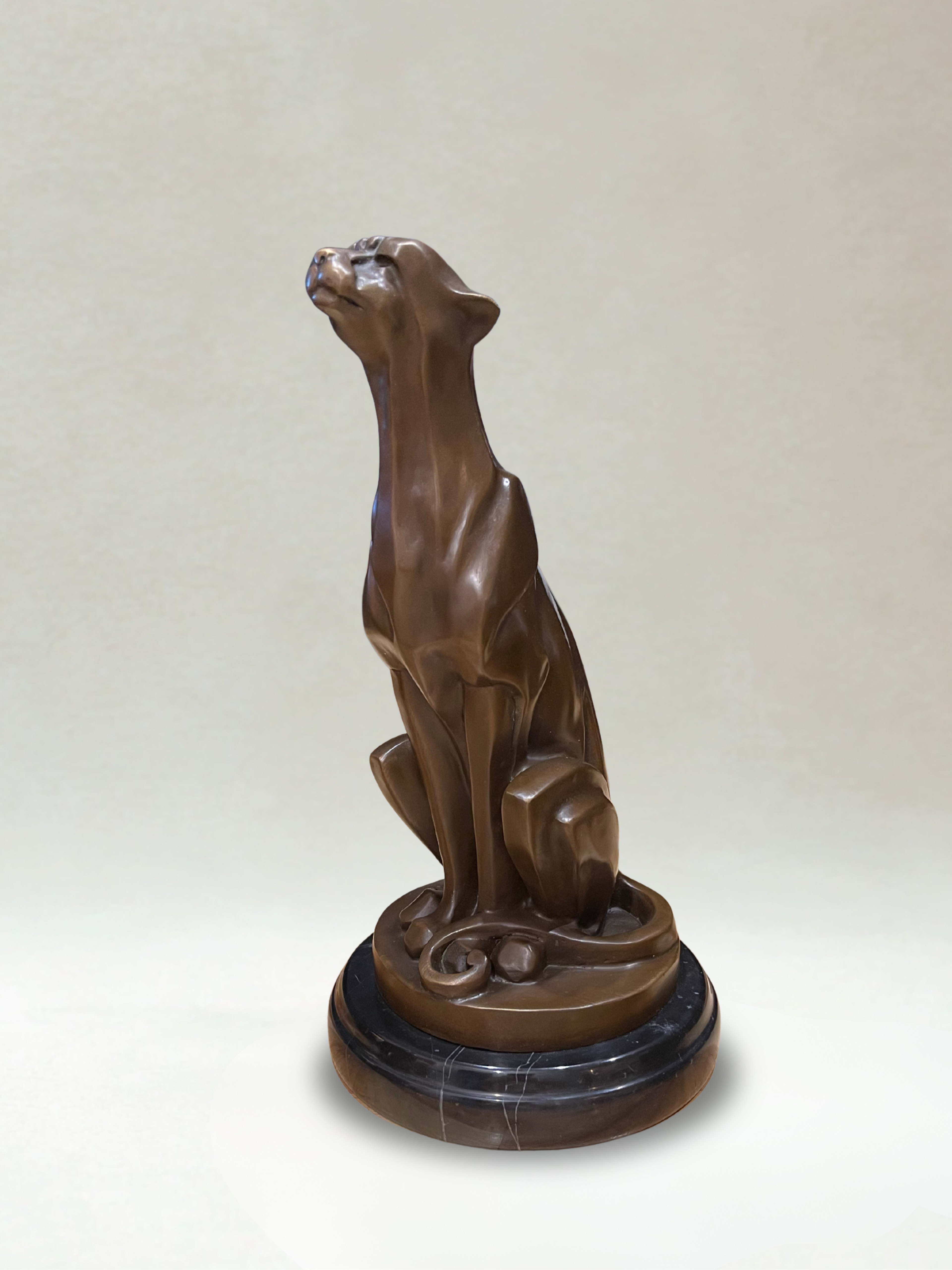 Art Deco bronze panther – Signed De Coux – 30cm - 4kg – Marble base