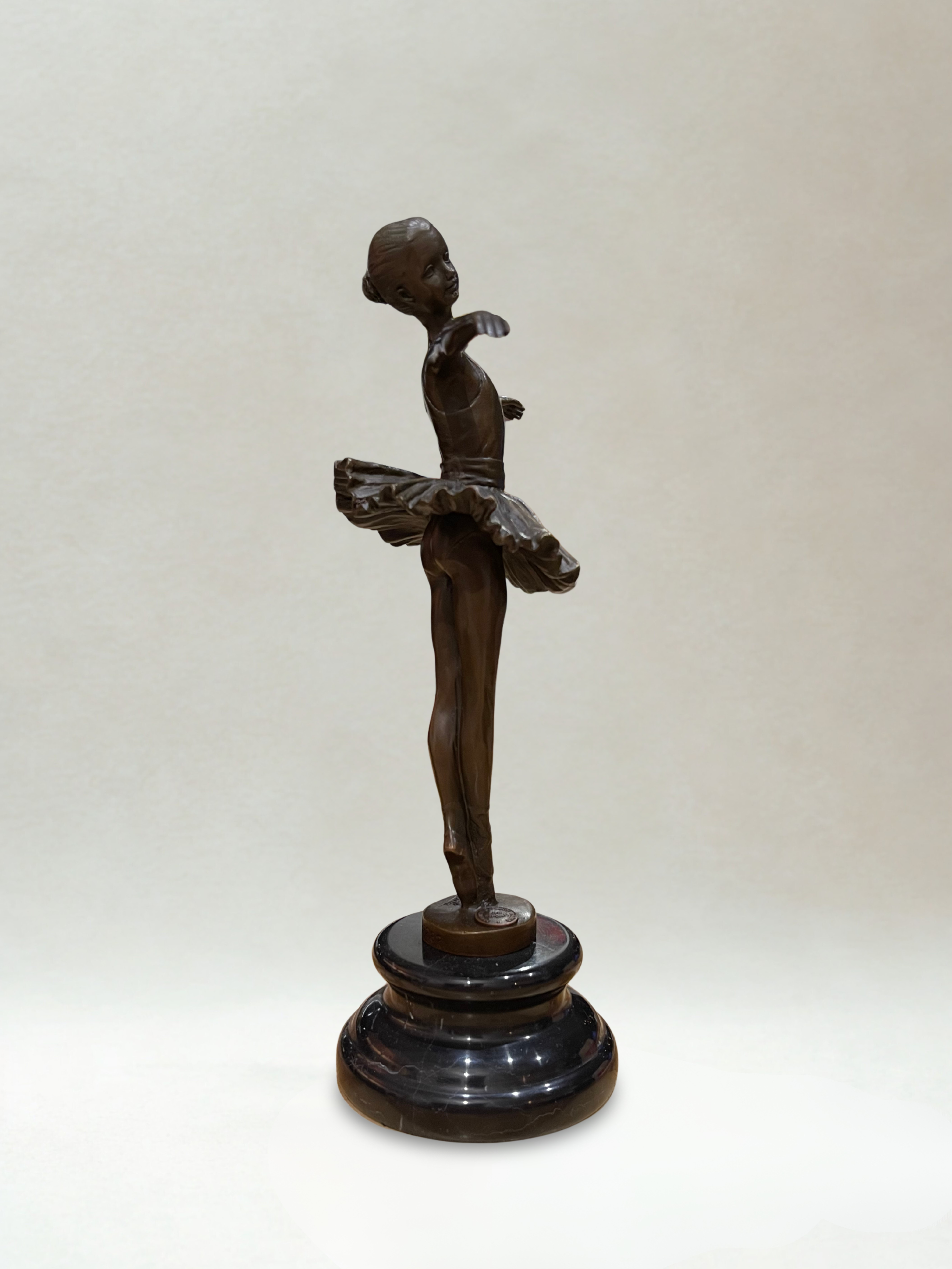Art Deco Bronze Sculpture - Ballerina Dancer - Signed Milo - Bronze seal - 30cm