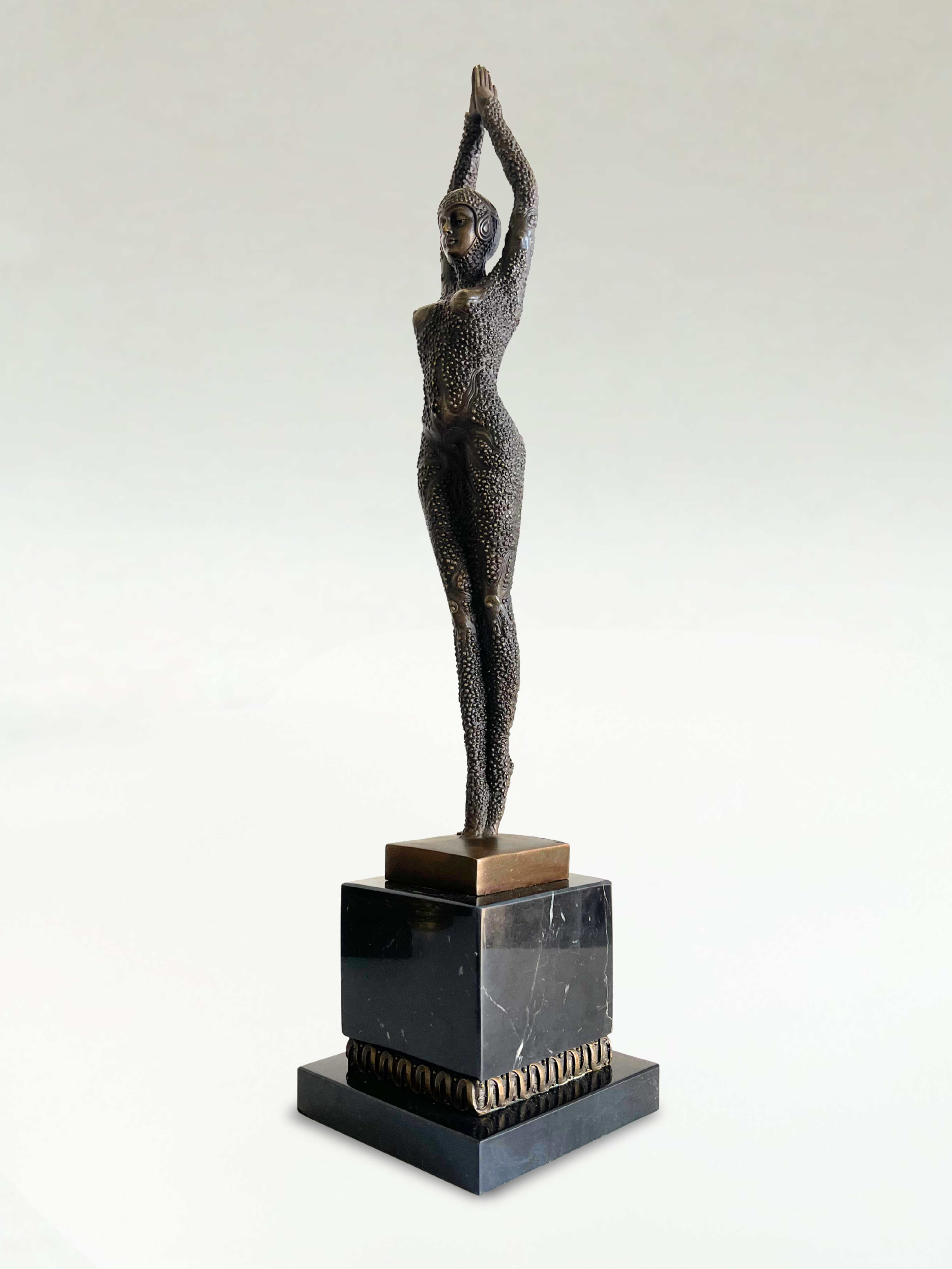 Art Deco style bronze sculpture – Dancer – signed D. H. Chiparus – 47 cm