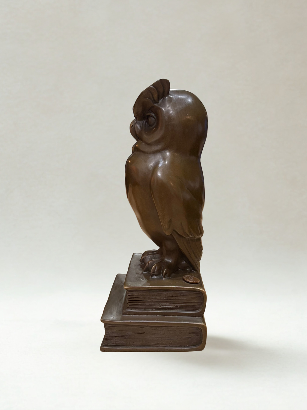 Art Deco Bronze Owl – Signed C. Potter – Bronze Garanti Paris – Book base