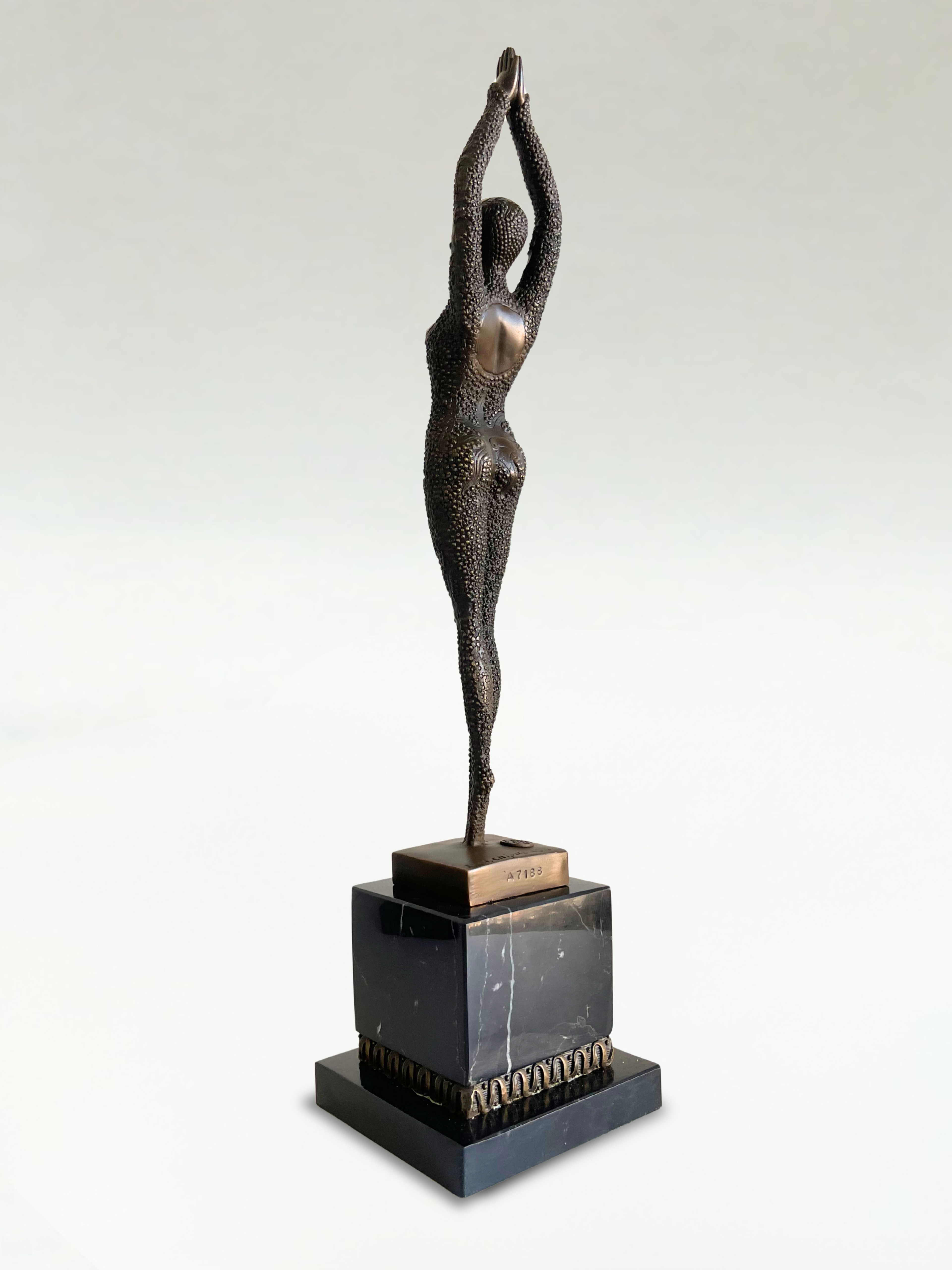 Art Deco style bronze sculpture – Dancer – signed D. H. Chiparus – 47 cm