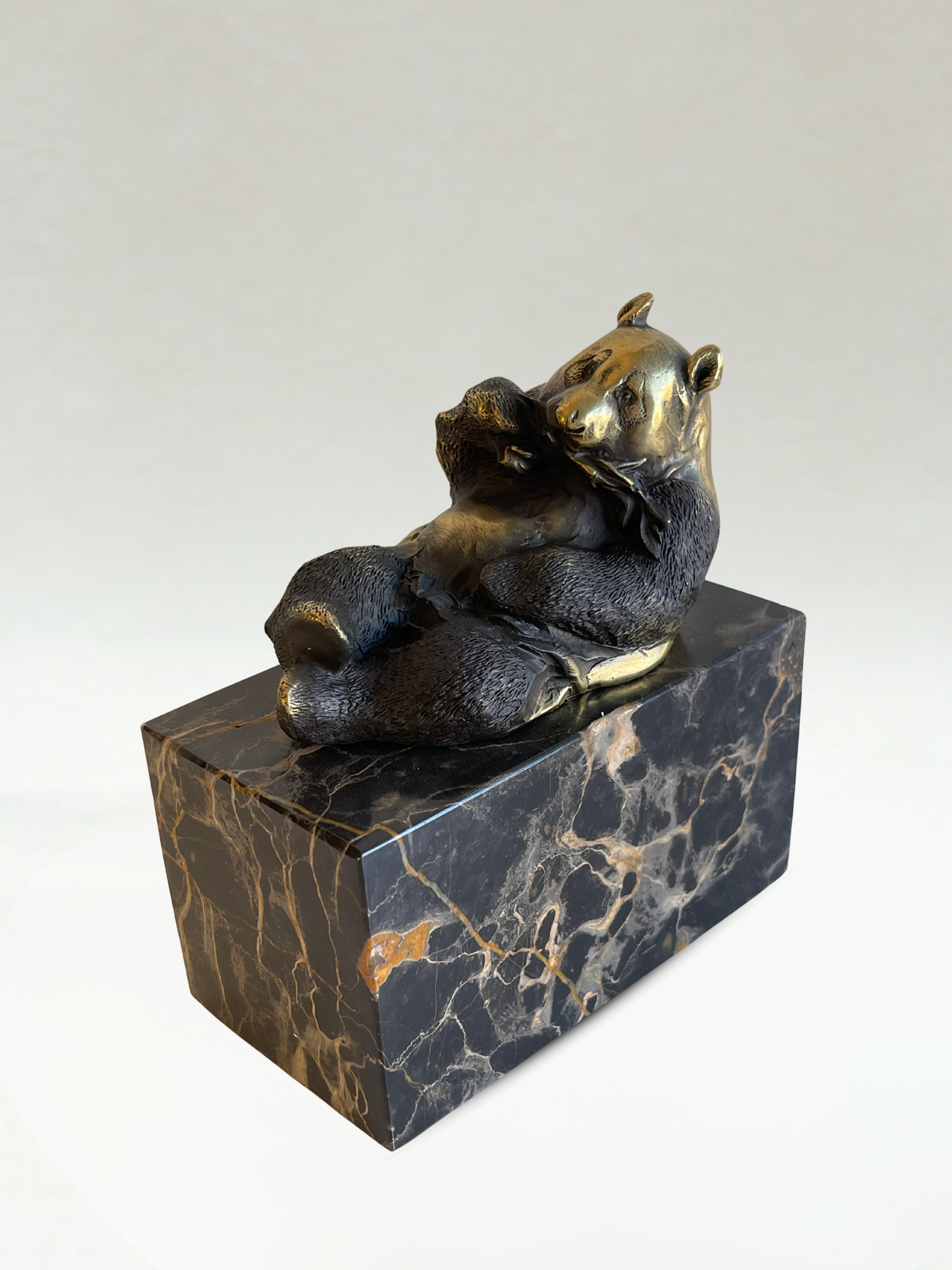 Art Deco Bronze Panda Sculpture – signed Milo – marble base