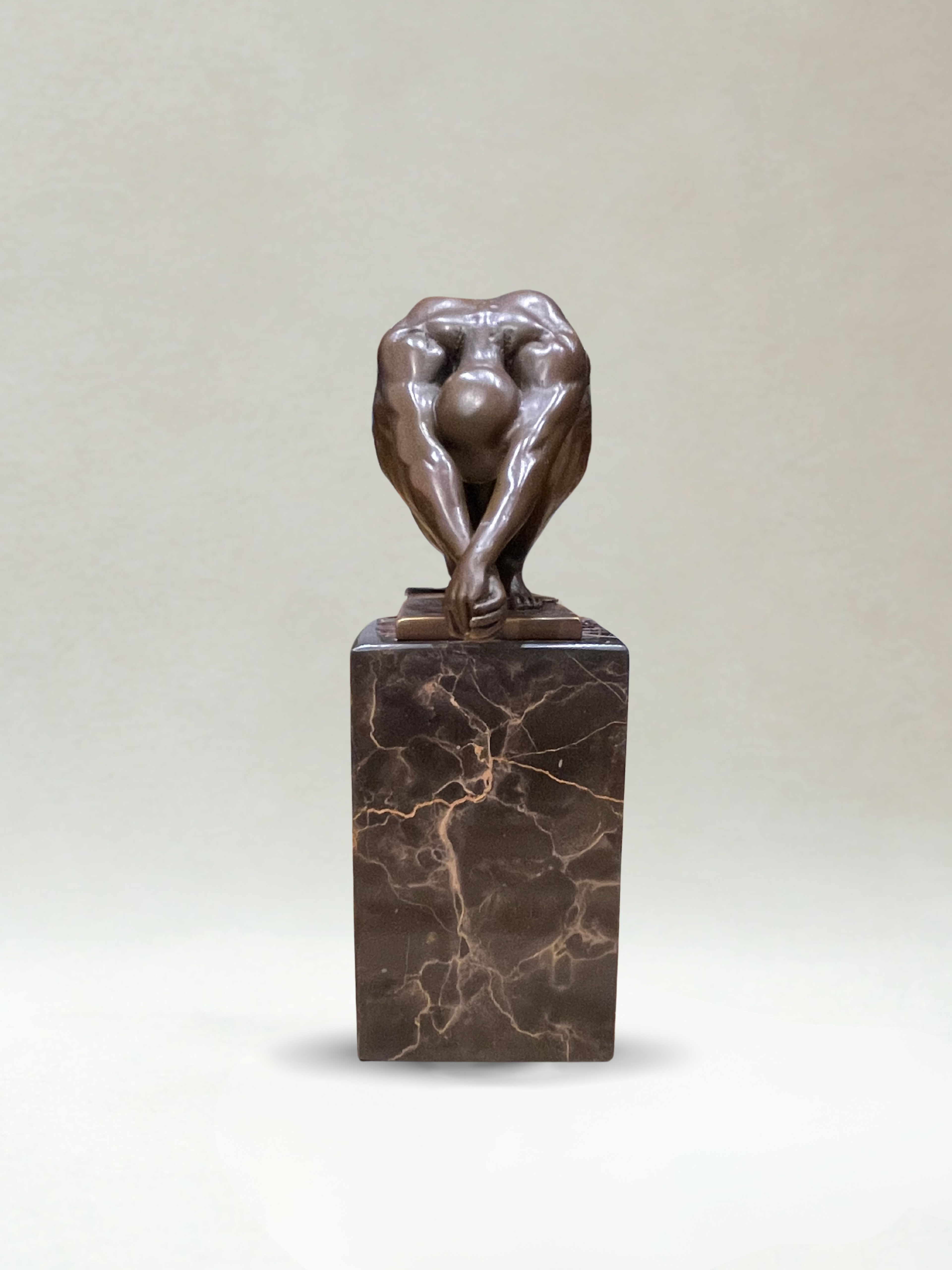 Art Deco Male Nude Bronze – Signed Milo – Guaranteed Paris Bronze – Marble base