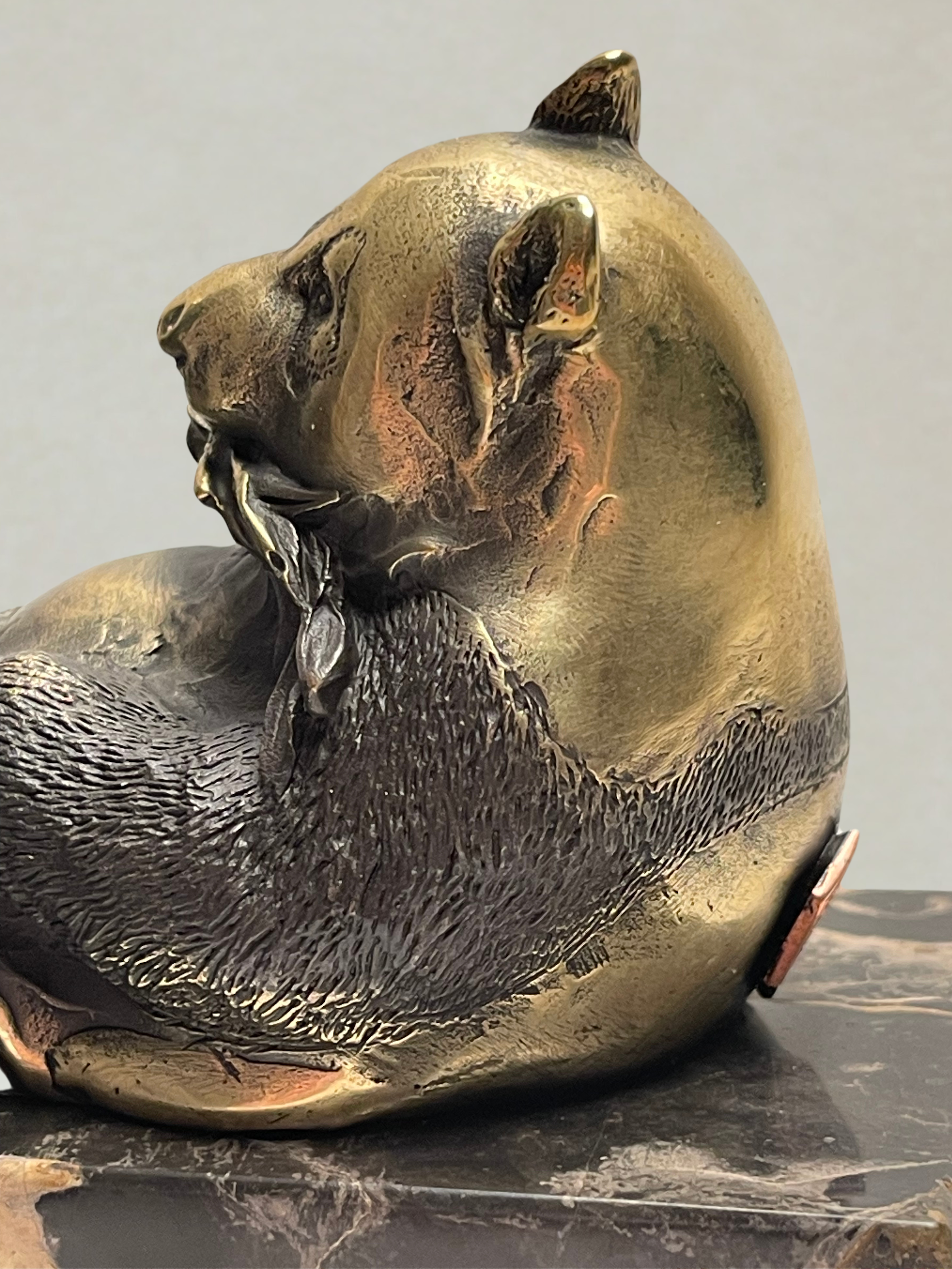 Art Deco Bronze Panda Sculpture – signed Milo – marble base