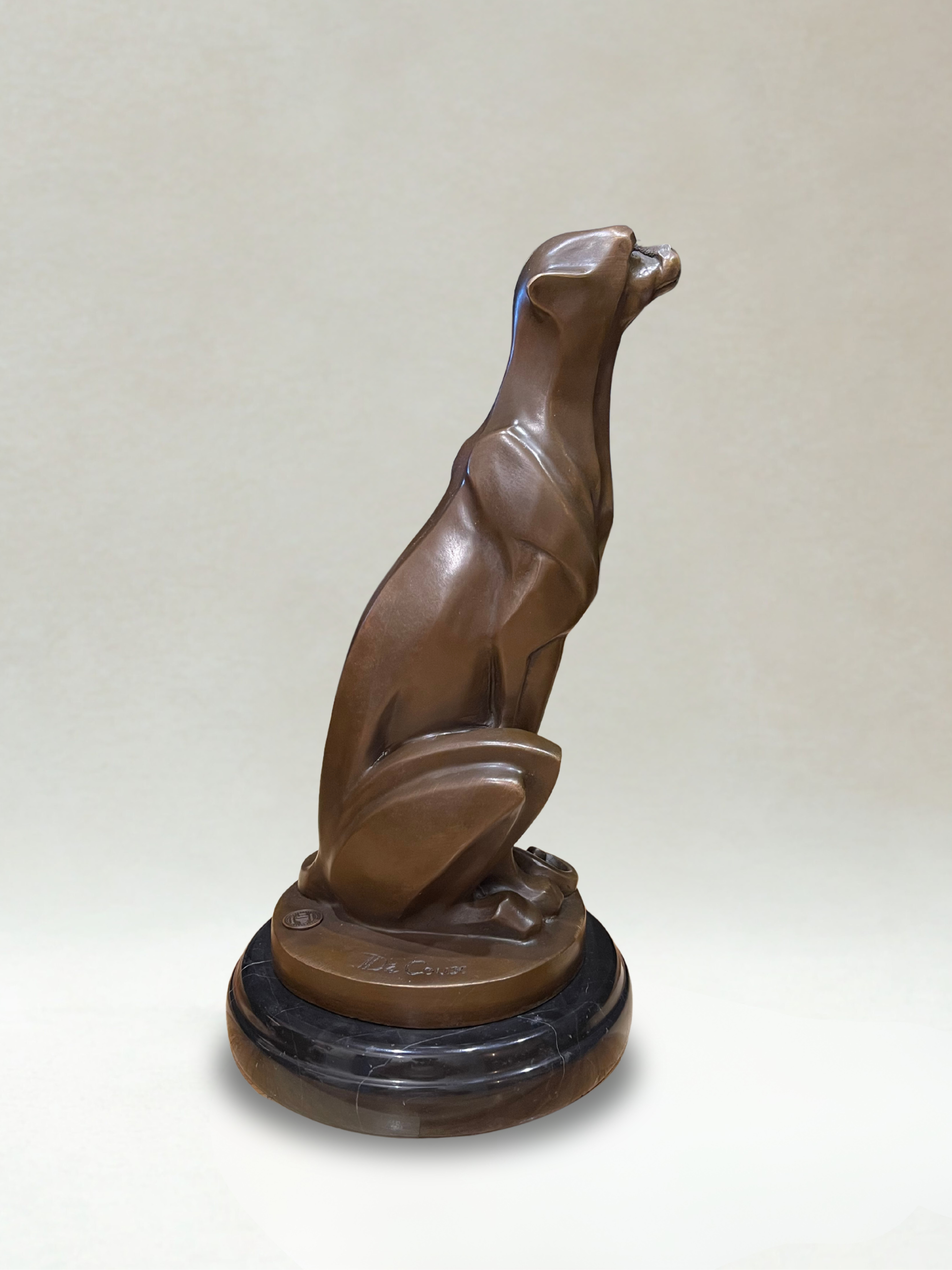 Art Deco bronze panther – Signed De Coux – 30cm - 4kg – Marble base