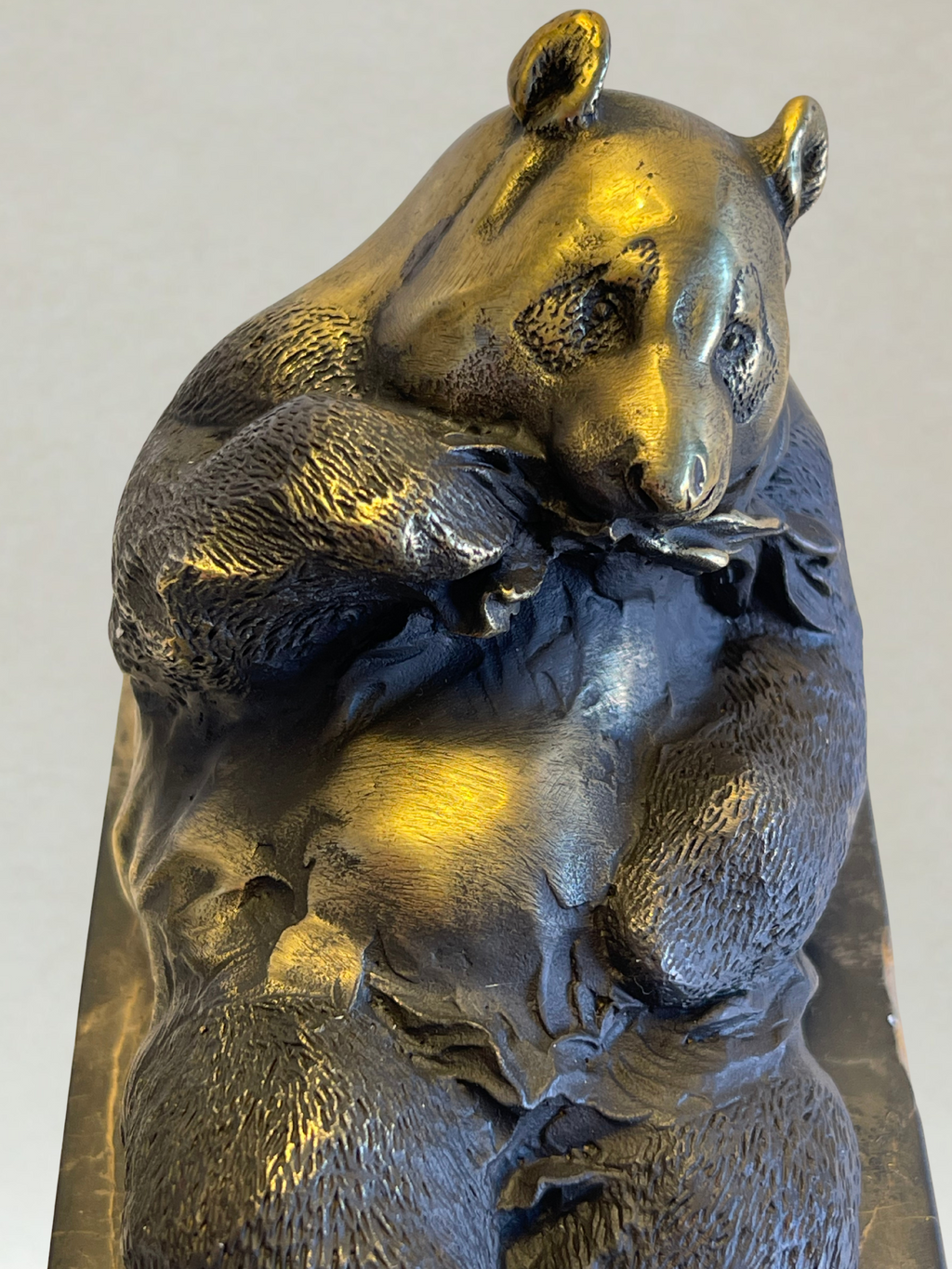 Art Deco Bronze Panda Sculpture – signed Milo – marble base