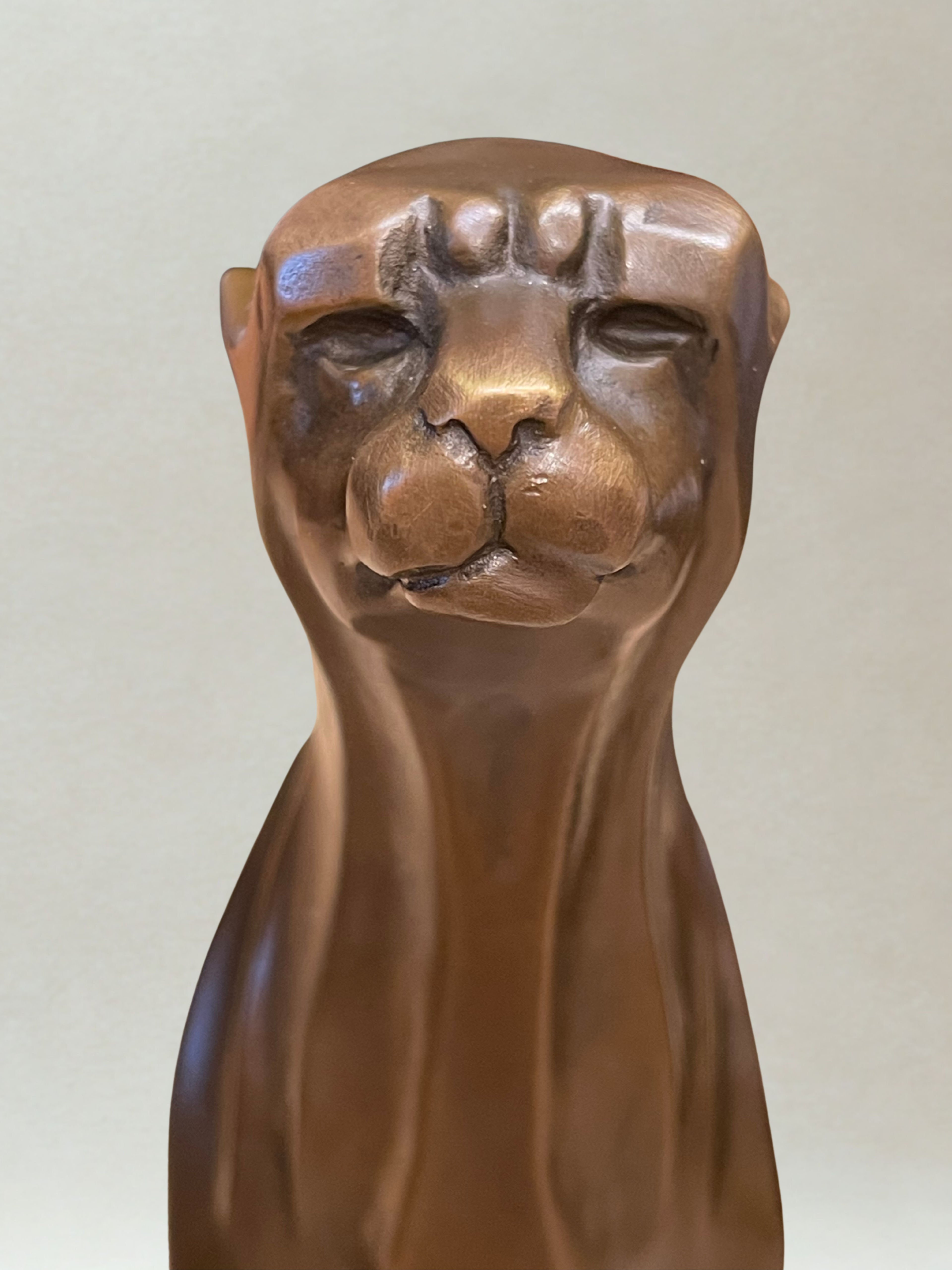 Art-déco-Panther aus Bronze – Signiert De Coux – 30cm – 4kg – Marmorsockel