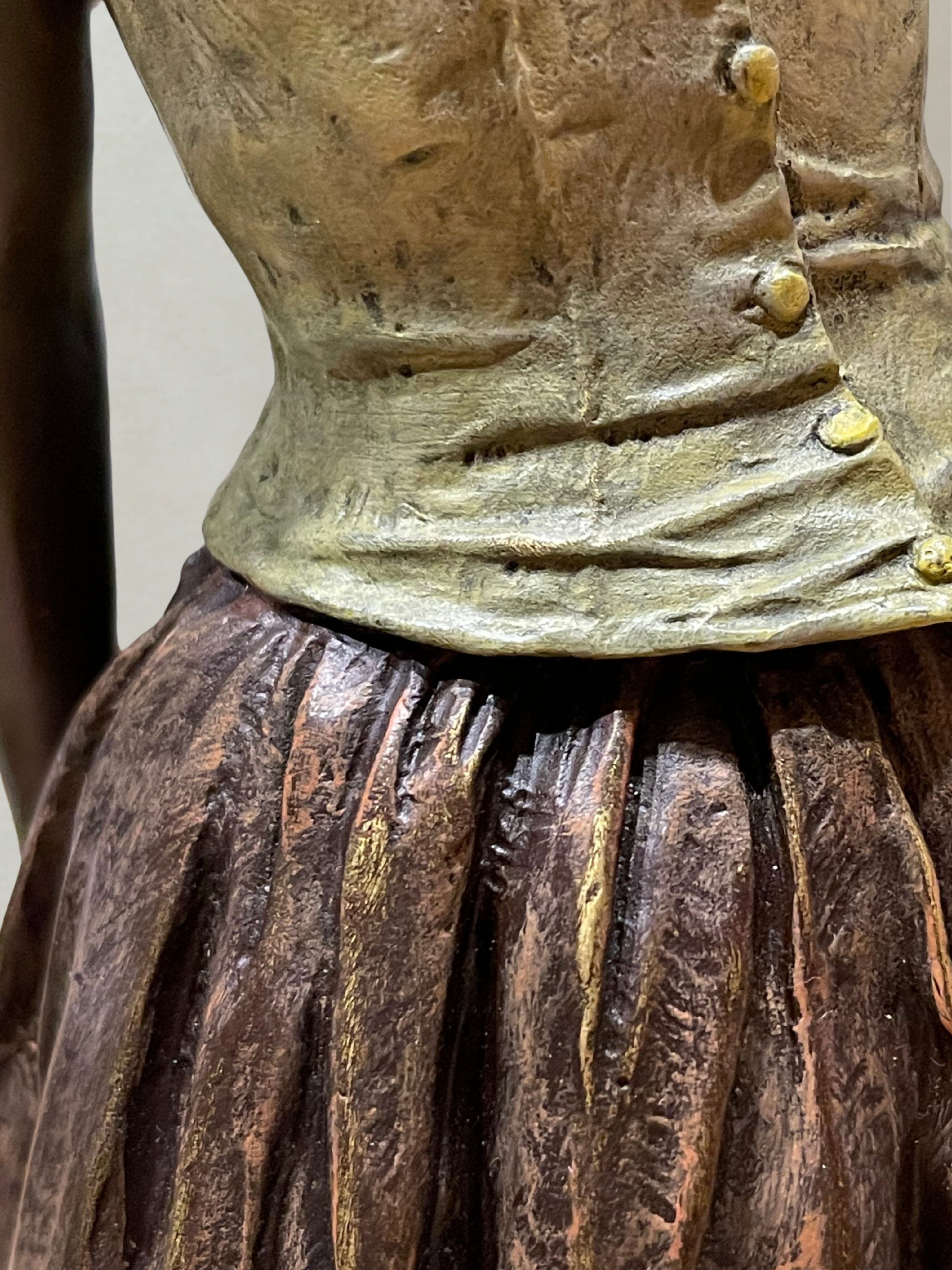 After Edgar Degas – Grande sculpture en bronze polychrome – Danseuse – Socle marbre – 38 cm - 5,4kg