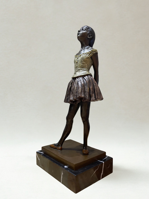 After Edgar Degas – Grande sculpture en bronze polychrome – Danseuse – Socle marbre – 38 cm - 5,4kg