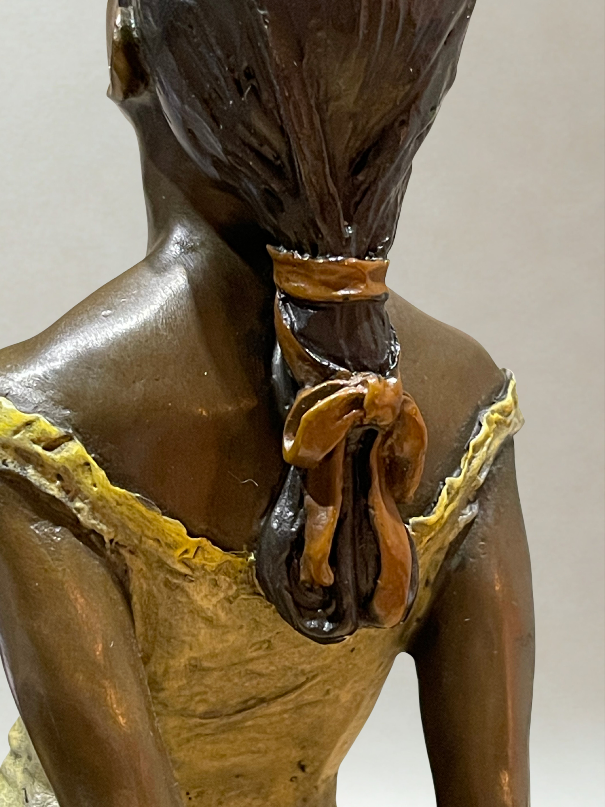 After Edgar Degas – Grande sculpture en bronze polychrome – Danseuse – Socle marbre – 38 cm - 5,4kg