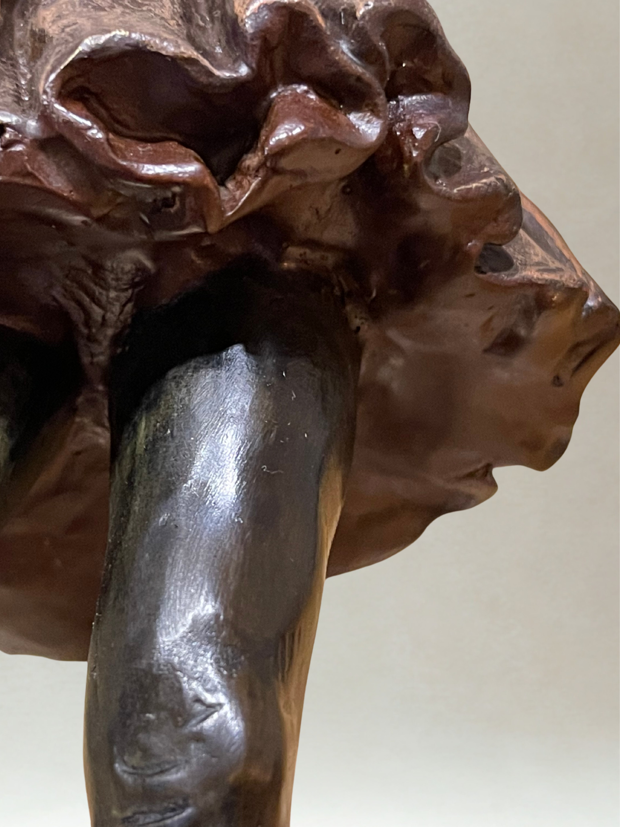 After Edgar Degas – Grande sculpture en bronze polychrome – Danseuse – Socle marbre – 38 cm - 5,4kg