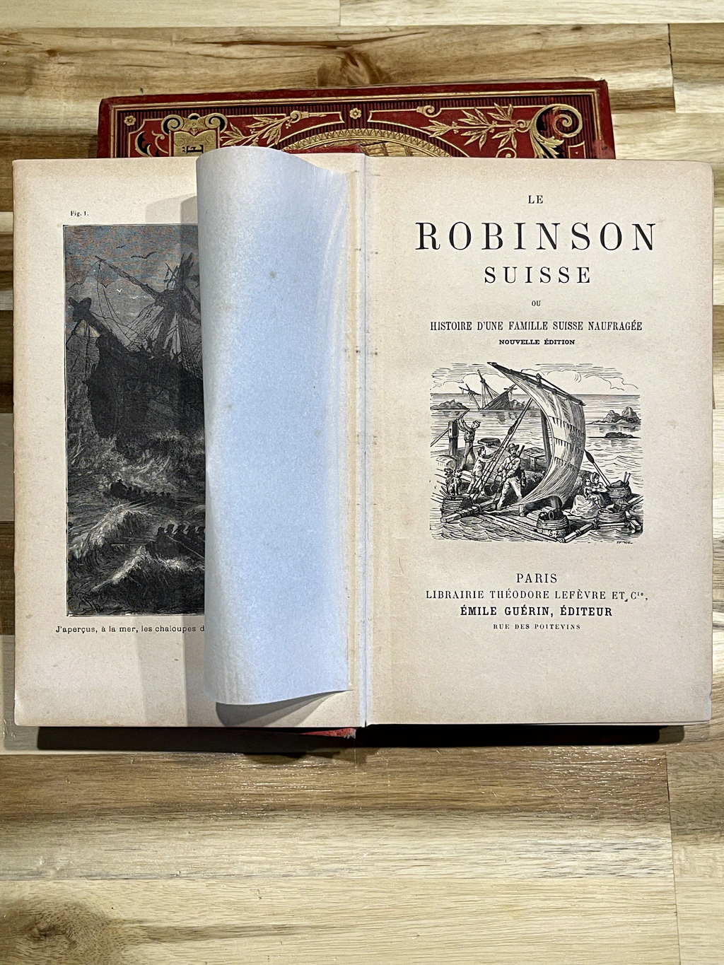 Le Robinson Suisse – Livre ancien illustré XIXe siècle – Cartonnage rouge et or – Émile Guérin Éditeur