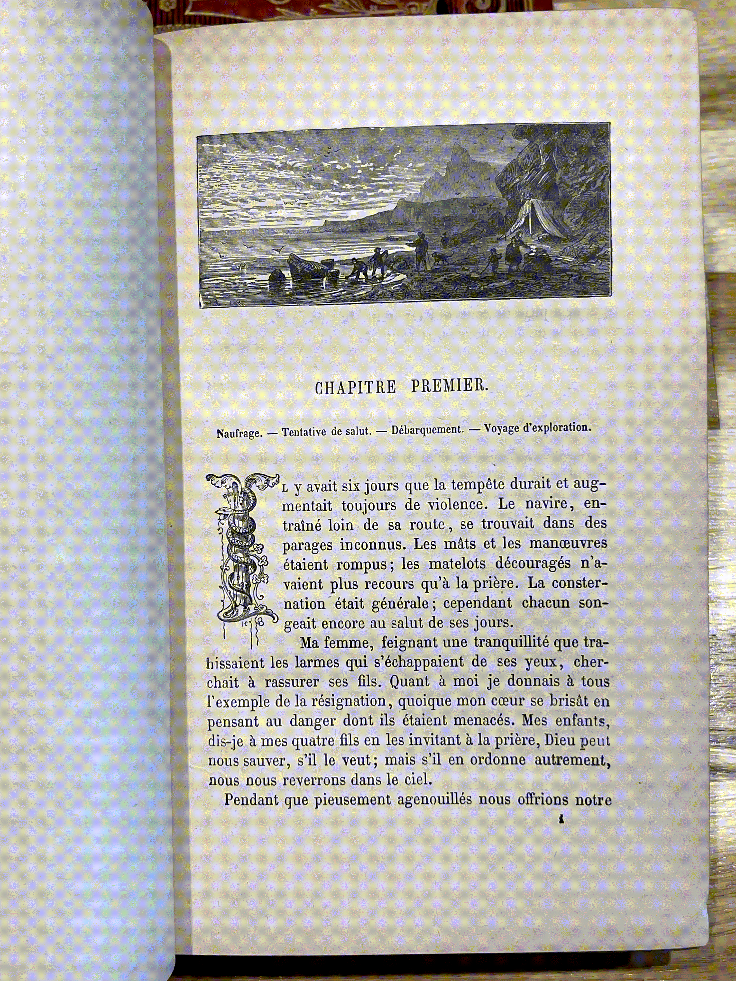 Le Robinson Suisse – Livre ancien illustré XIXe siècle – Cartonnage rouge et or – Émile Guérin Éditeur