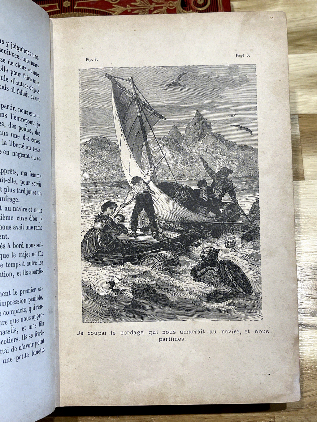 Le Robinson Suisse – Livre ancien illustré XIXe siècle – Cartonnage rouge et or – Émile Guérin Éditeur