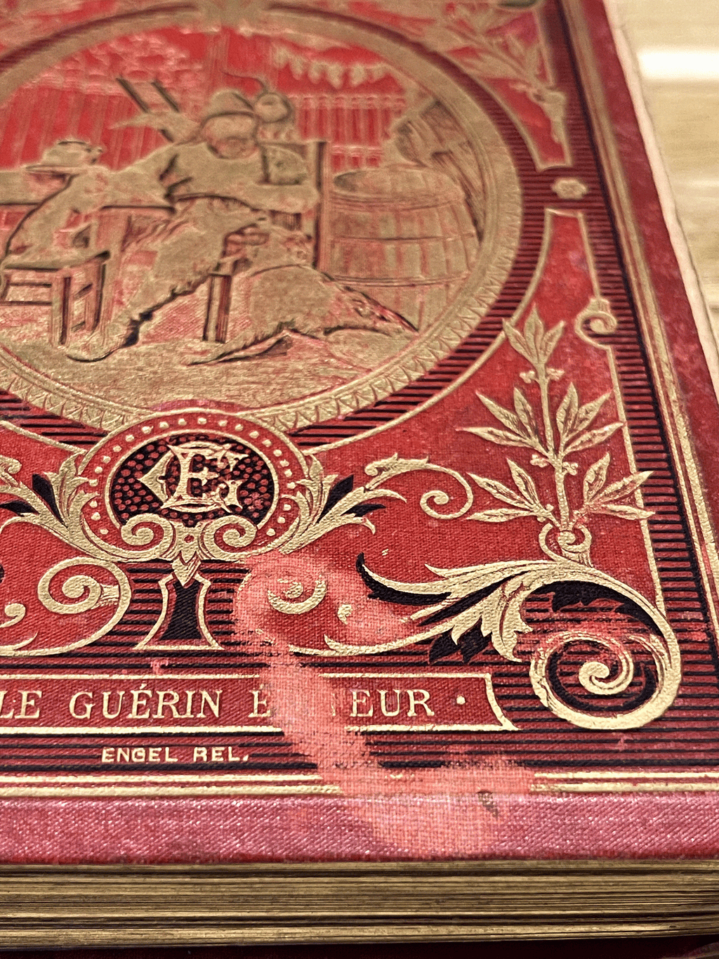 Livre ancien “Aventures de Robinson Crusoé” – Daniel De Foë – Émile Guérin Éditeur – Fin XIXe siècle – Reliure rouge illustrée