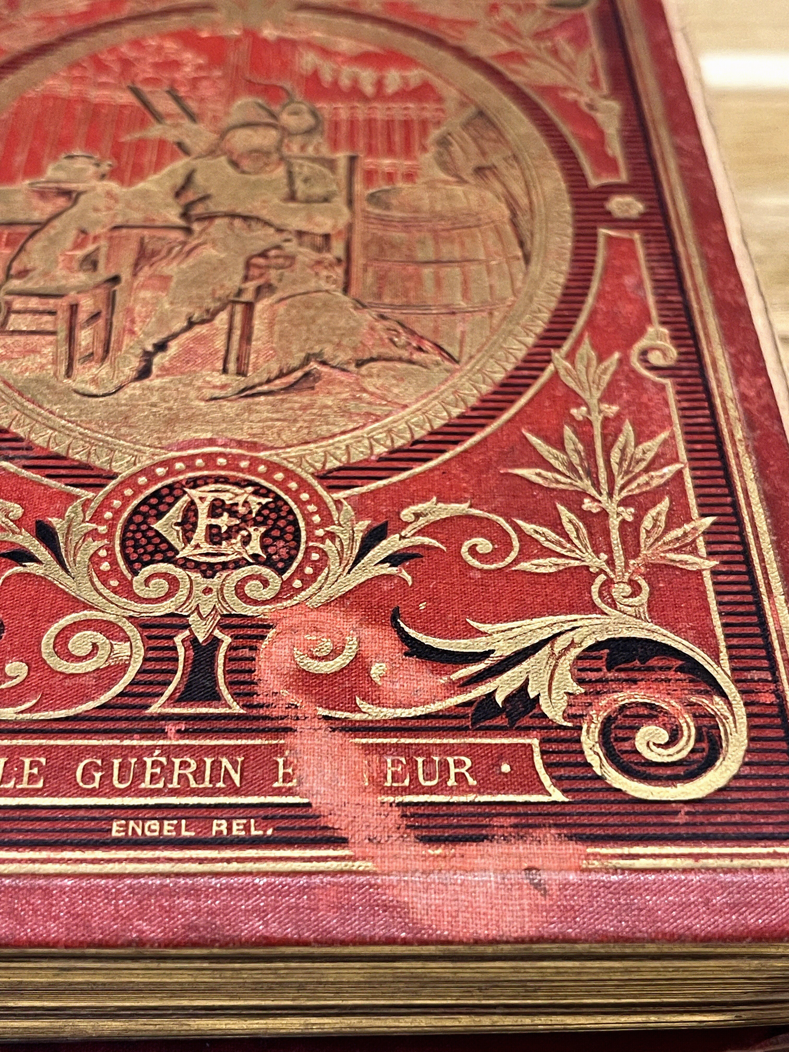 Livre ancien “Aventures de Robinson Crusoé” – Daniel De Foë – Émile Guérin Éditeur – Fin XIXe siècle – Reliure rouge illustrée