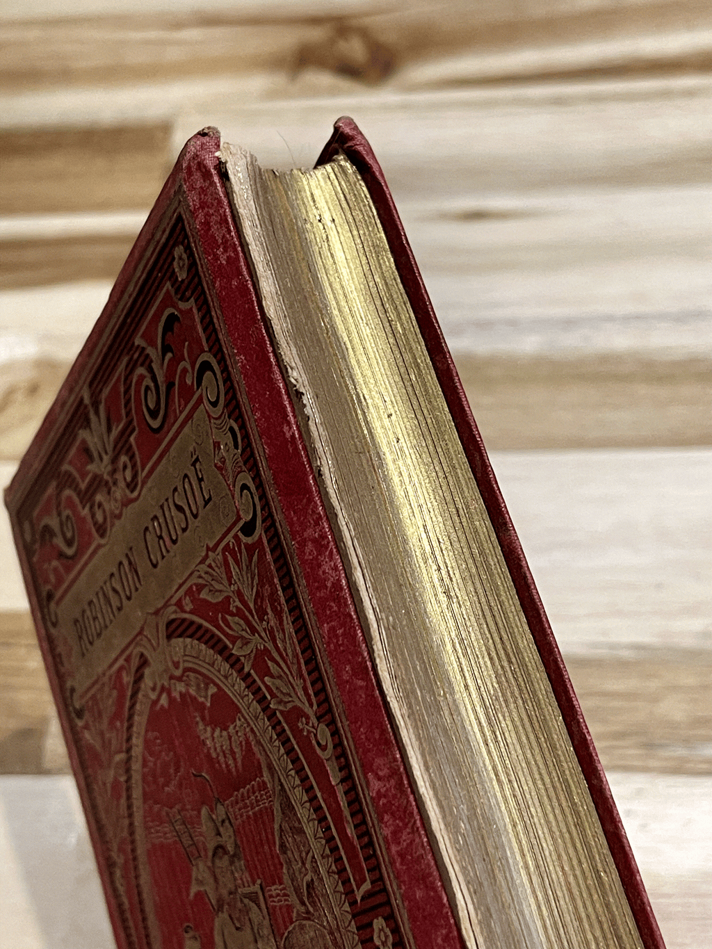 Livre ancien “Aventures de Robinson Crusoé” – Daniel De Foë – Émile Guérin Éditeur – Fin XIXe siècle – Reliure rouge illustrée