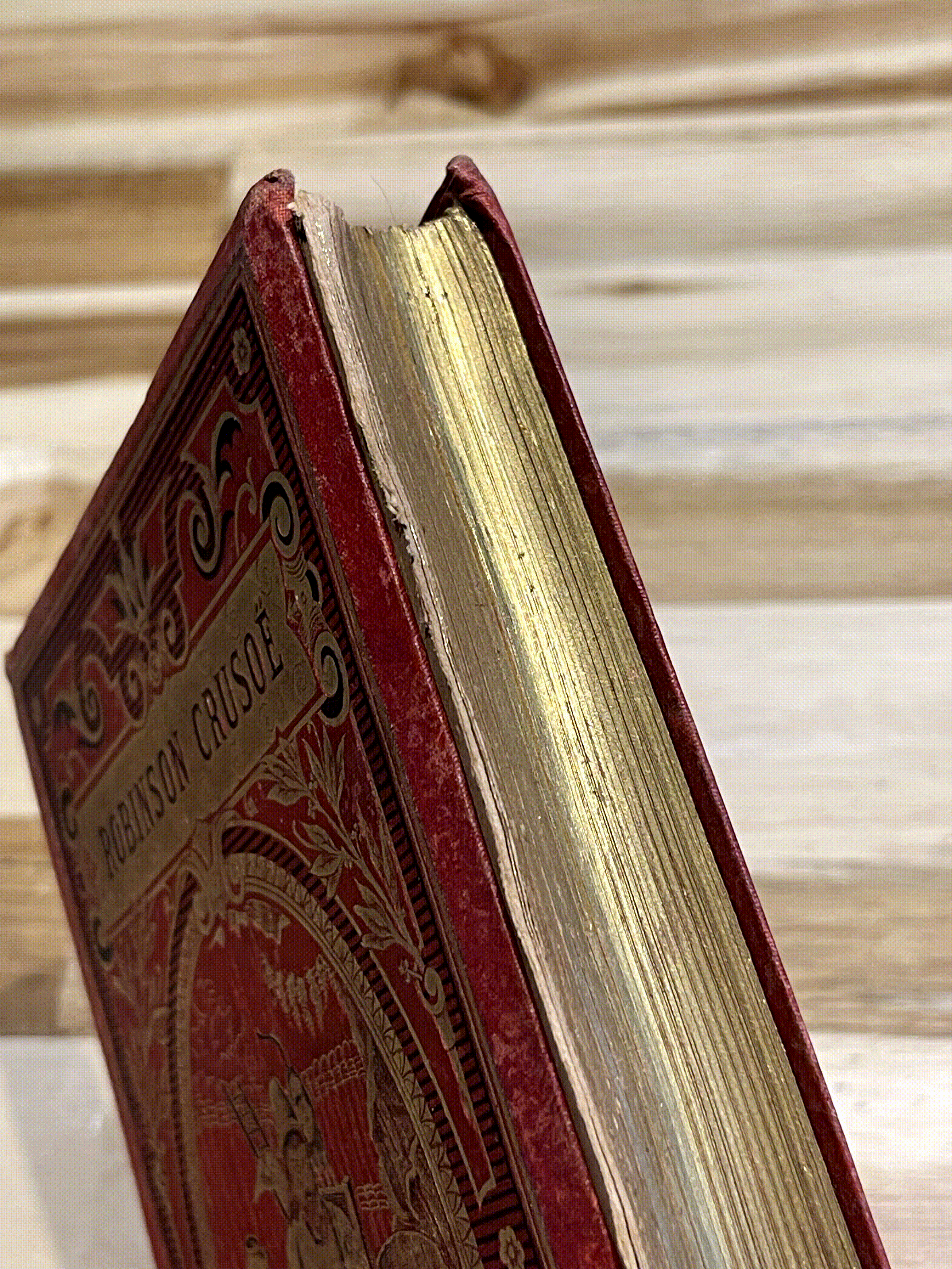 Livre ancien “Aventures de Robinson Crusoé” – Daniel De Foë – Émile Guérin Éditeur – Fin XIXe siècle – Reliure rouge illustrée