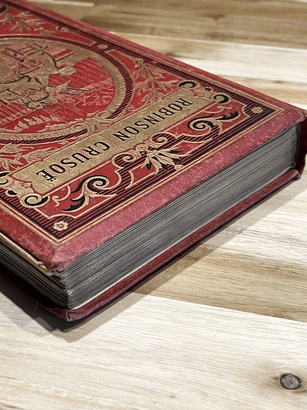 Livre ancien “Aventures de Robinson Crusoé” – Daniel De Foë – Émile Guérin Éditeur – Fin XIXe siècle – Reliure rouge illustrée