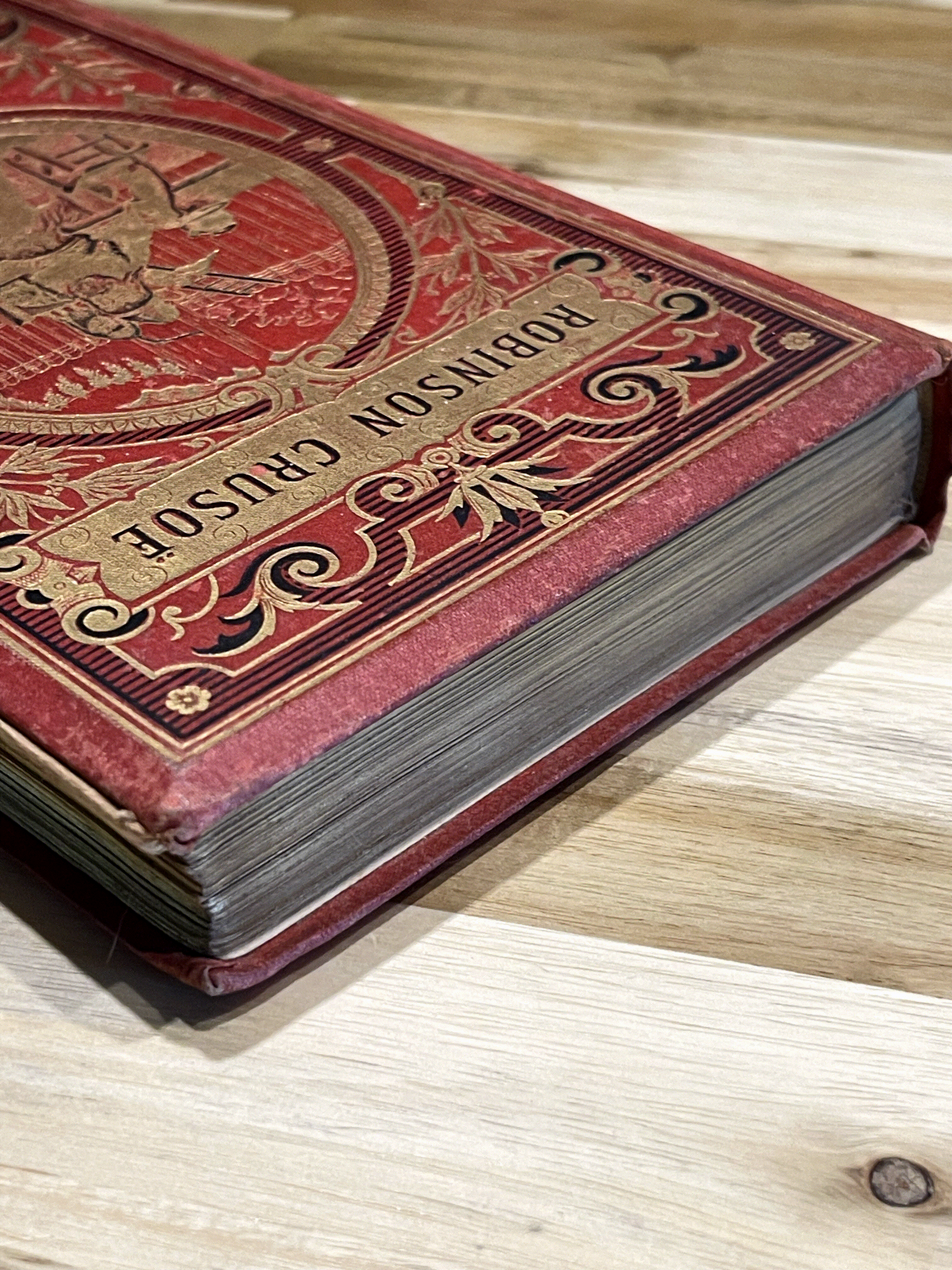 Livre ancien “Aventures de Robinson Crusoé” – Daniel De Foë – Émile Guérin Éditeur – Fin XIXe siècle – Reliure rouge illustrée
