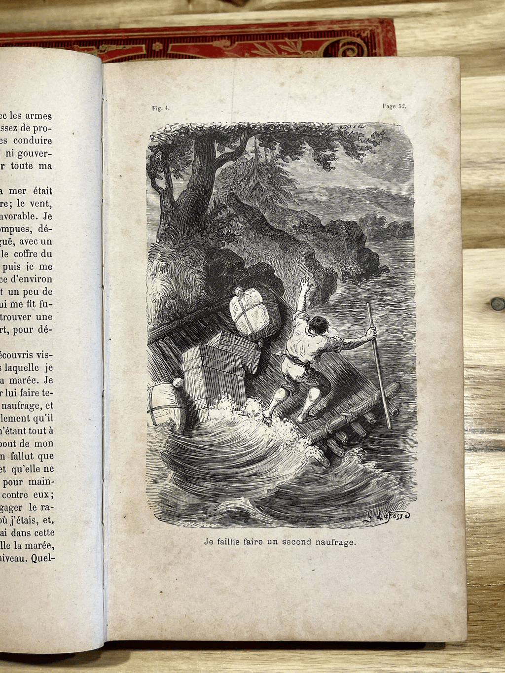 Livre ancien “Aventures de Robinson Crusoé” – Daniel De Foë – Émile Guérin Éditeur – Fin XIXe siècle – Reliure rouge illustrée