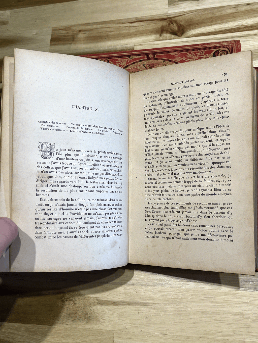 Livre ancien “Aventures de Robinson Crusoé” – Daniel De Foë – Émile Guérin Éditeur – Fin XIXe siècle – Reliure rouge illustrée