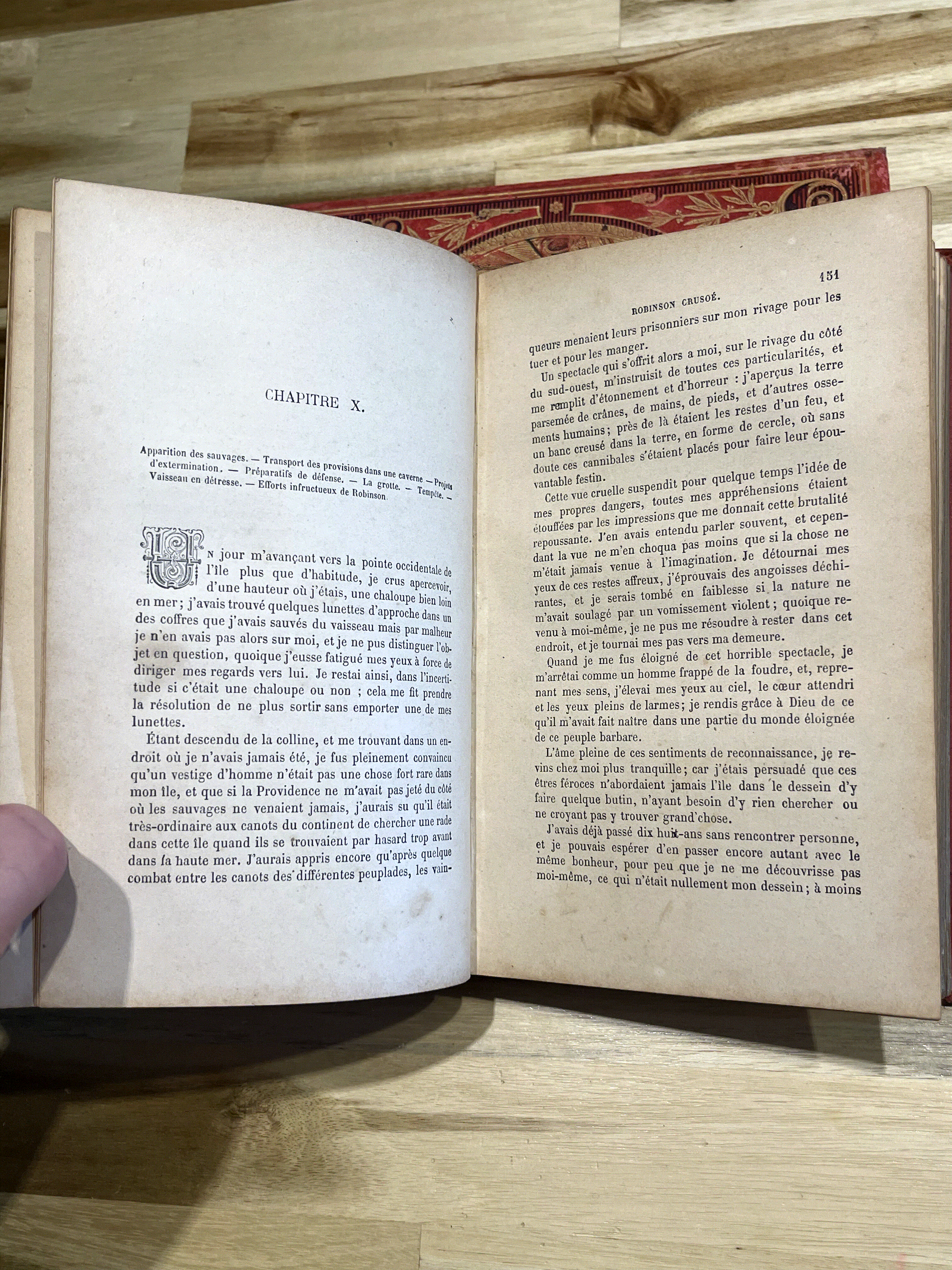 Livre ancien “Aventures de Robinson Crusoé” – Daniel De Foë – Émile Guérin Éditeur – Fin XIXe siècle – Reliure rouge illustrée