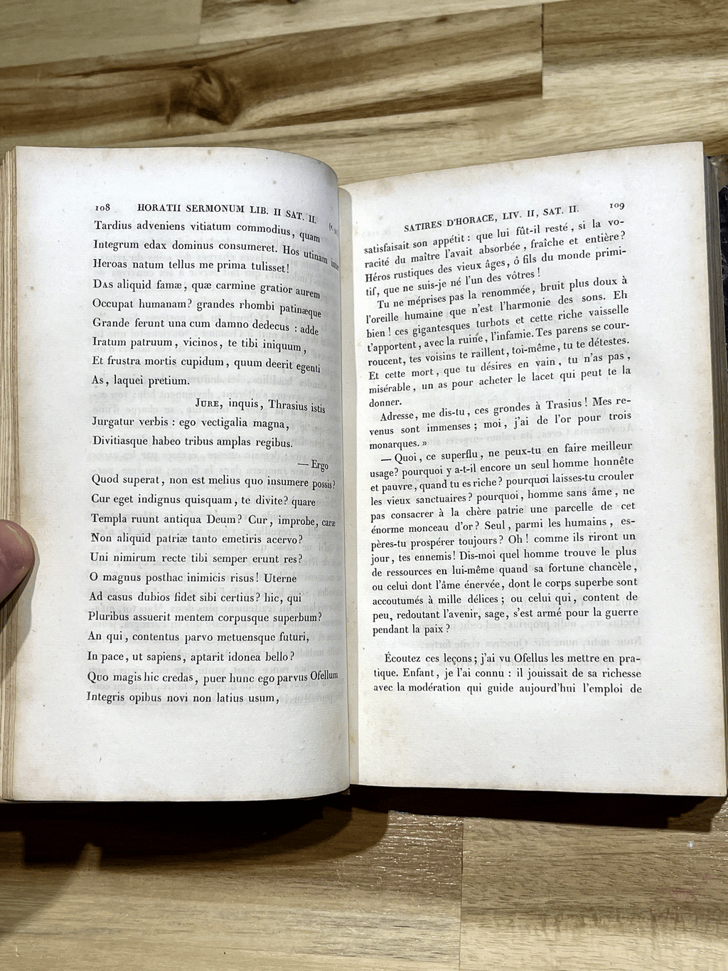 Œuvres Complètes d’Horace – Tome II – Édition bilingue Latin/Français de 1832 – C.L.F. Panckoucke – Reliure XIXe siècle