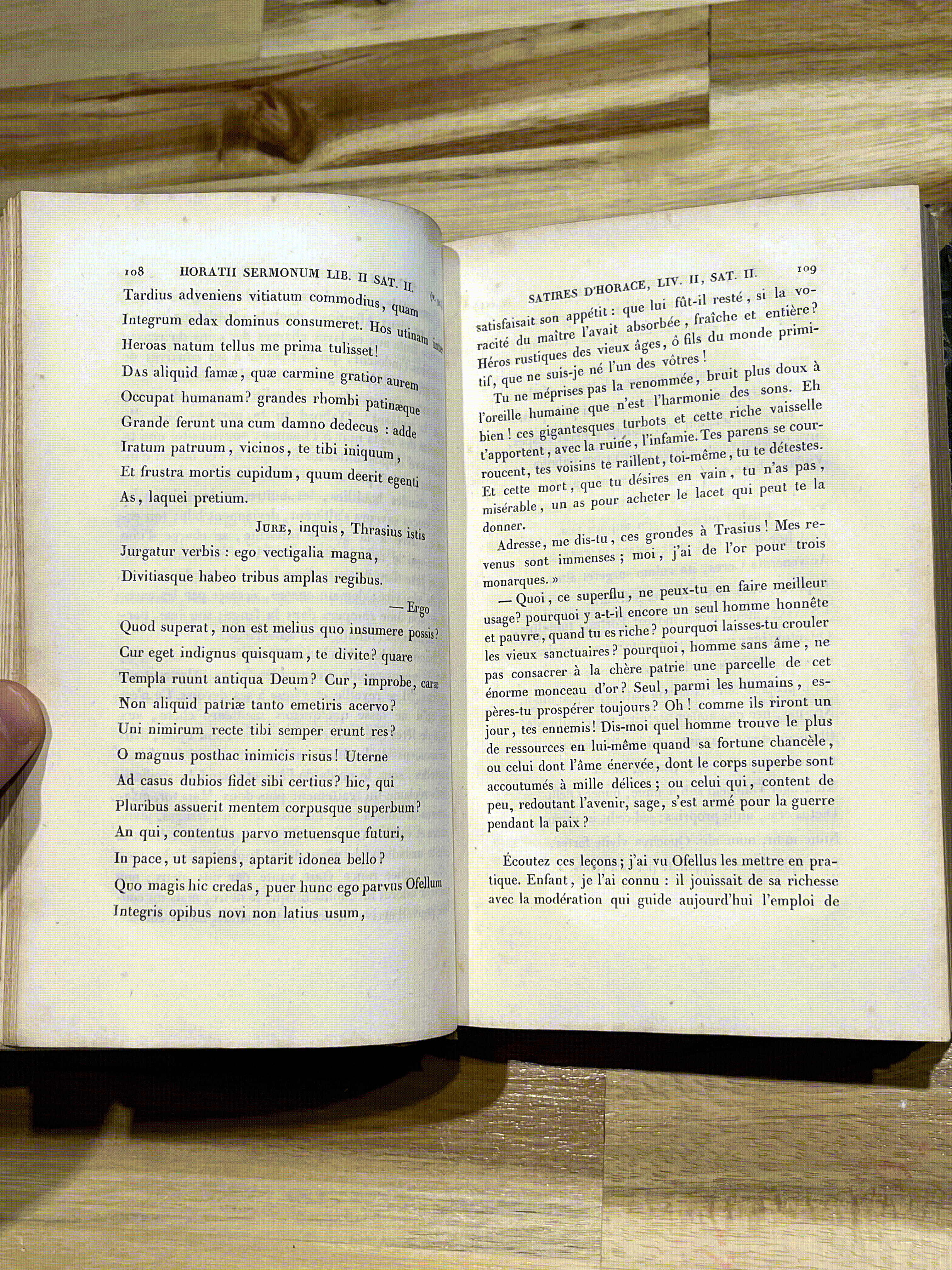Œuvres Complètes d’Horace – Tome II – Édition bilingue Latin/Français de 1832 – C.L.F. Panckoucke – Reliure XIXe siècle