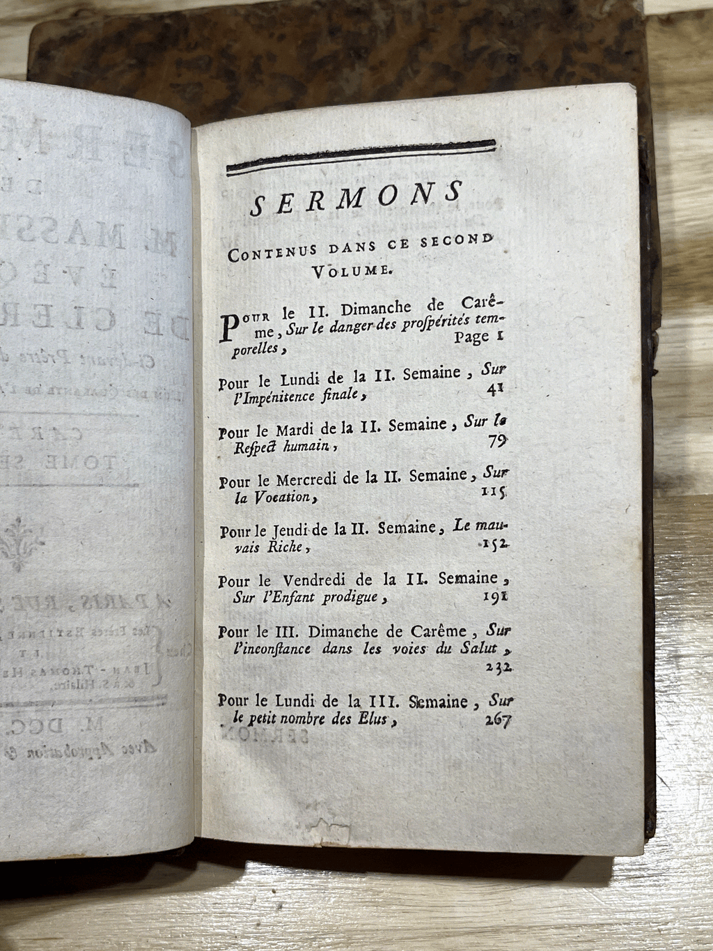 Paire de livres anciens reliés en plein cuir – Sermons de Massillon – Carême – Édition de 1769 – XVIIIe siècle