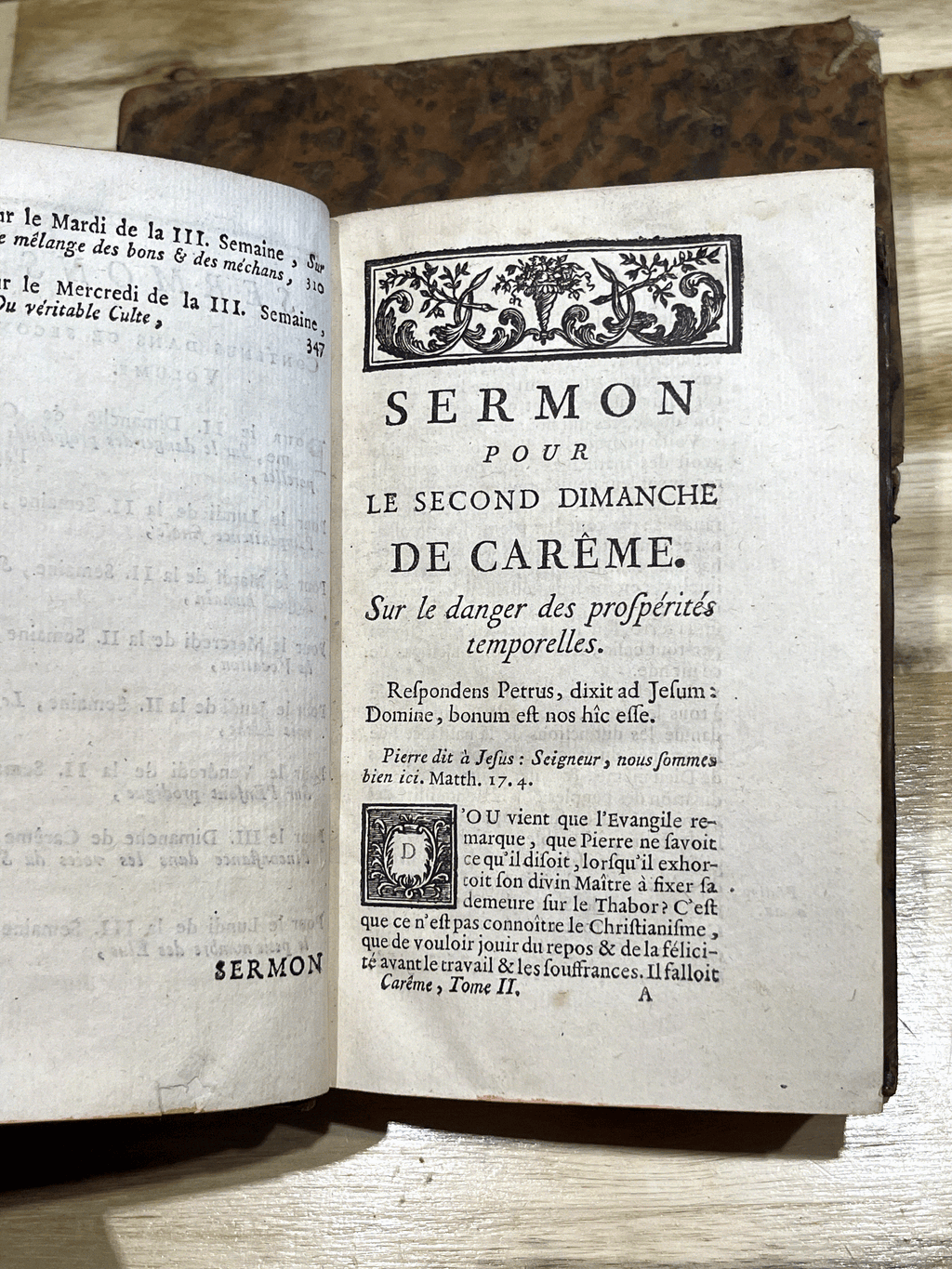 Paire de livres anciens reliés en plein cuir – Sermons de Massillon – Carême – Édition de 1769 – XVIIIe siècle