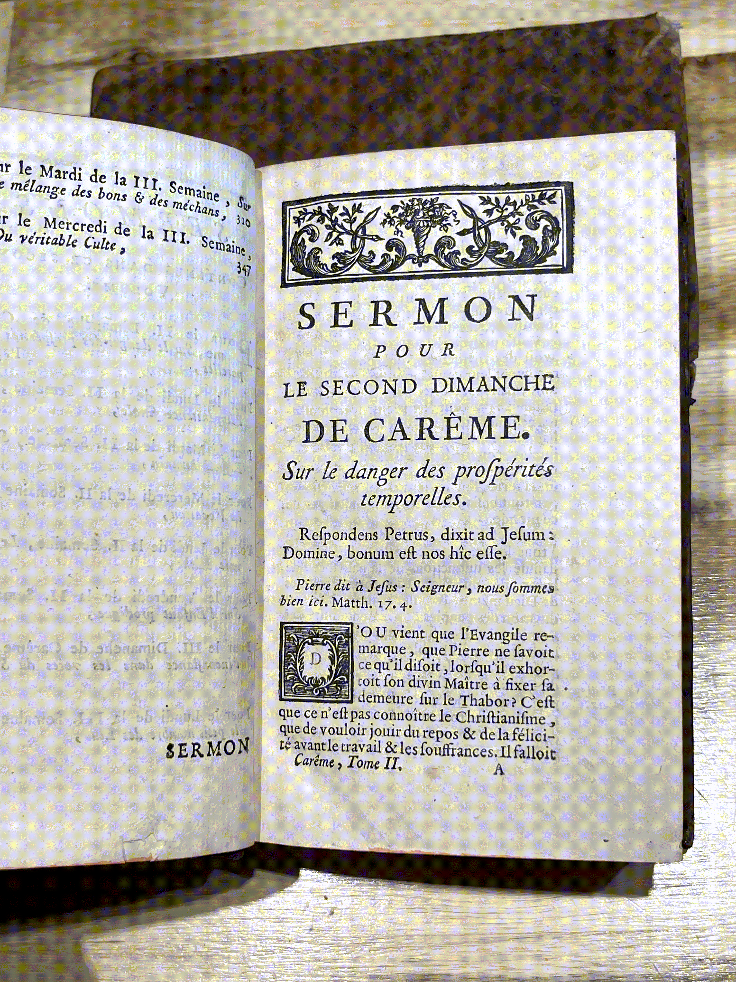Paire de livres anciens reliés en plein cuir – Sermons de Massillon – Carême – Édition de 1769 – XVIIIe siècle