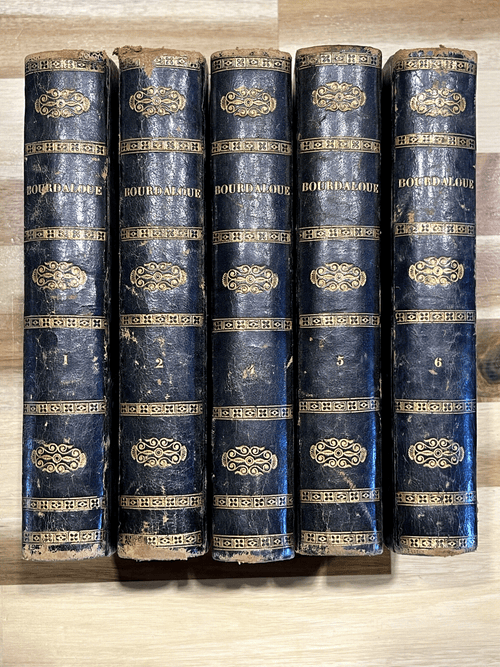 Set van 5 oude gebonden boeken – Werken van Bourdaloue – Editie van 1850 – Volle leerbindingen – 19e eeuw