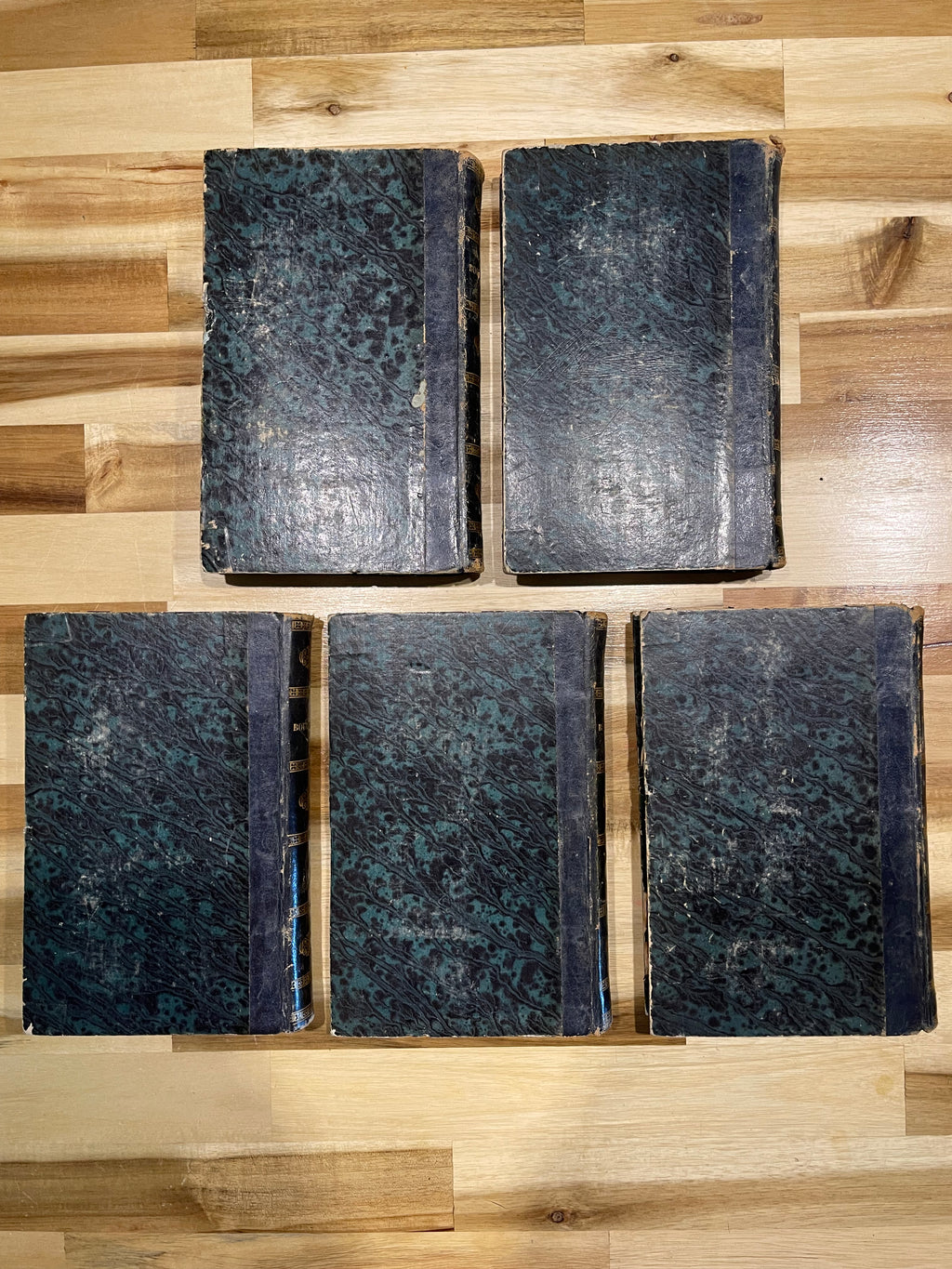 Lot de 5 livres anciens reliés – Œuvres de Bourdaloue – Édition de 1850 – Reliures plein cuir – XIXe siècle